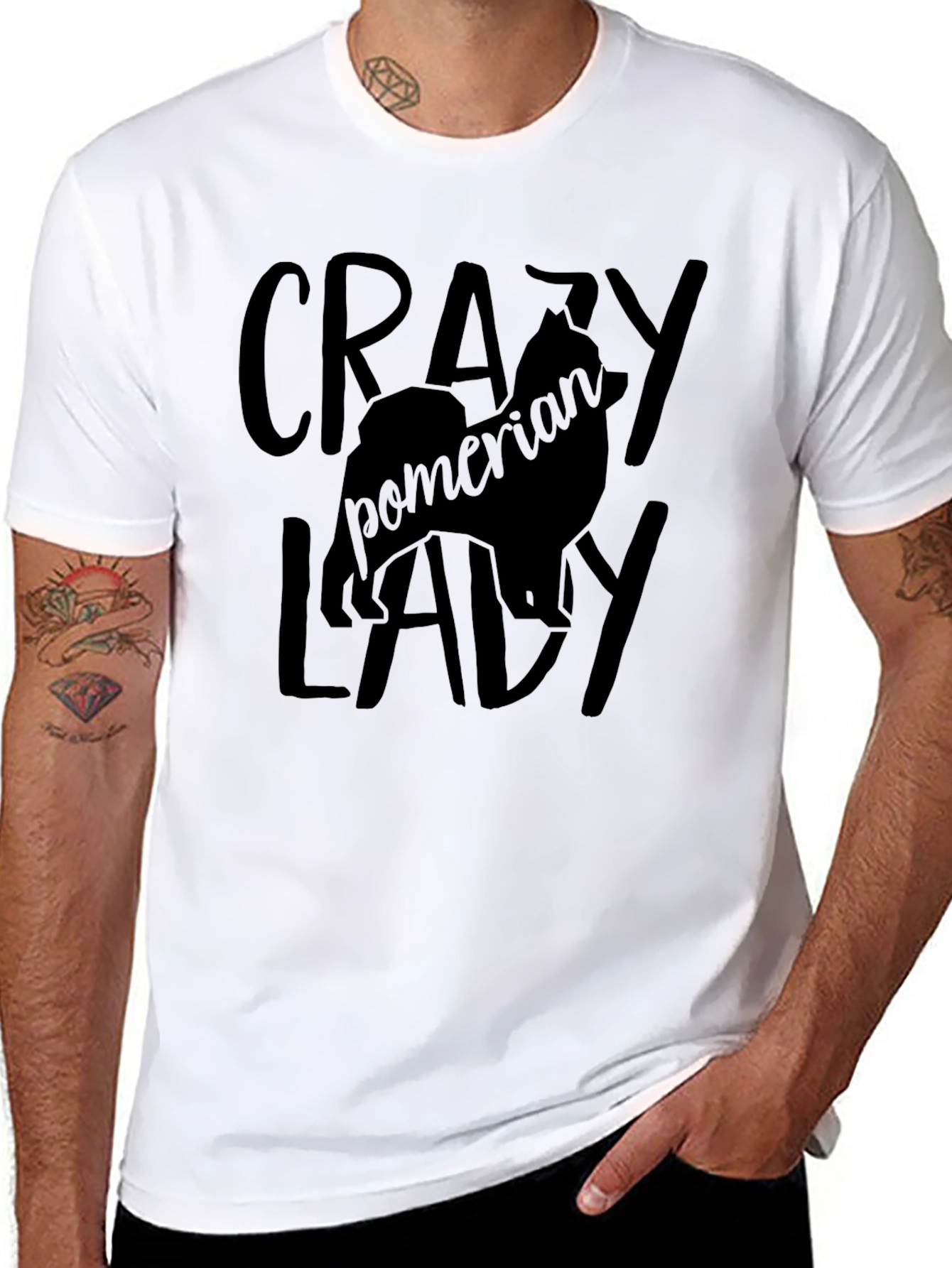 Crazy Pomeranian Lady Black T-Shirt