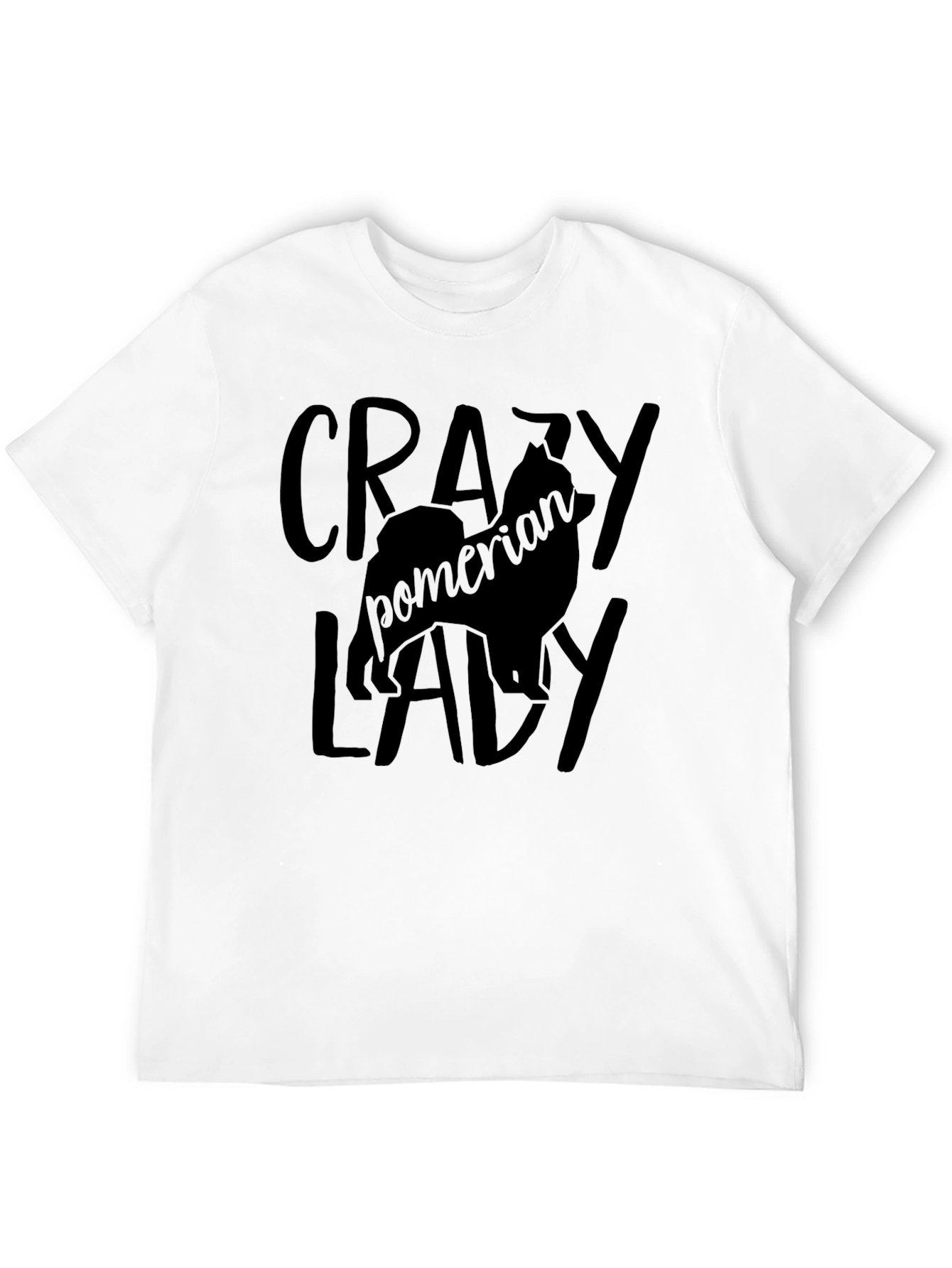 Crazy Pomeranian Lady Black T-Shirt