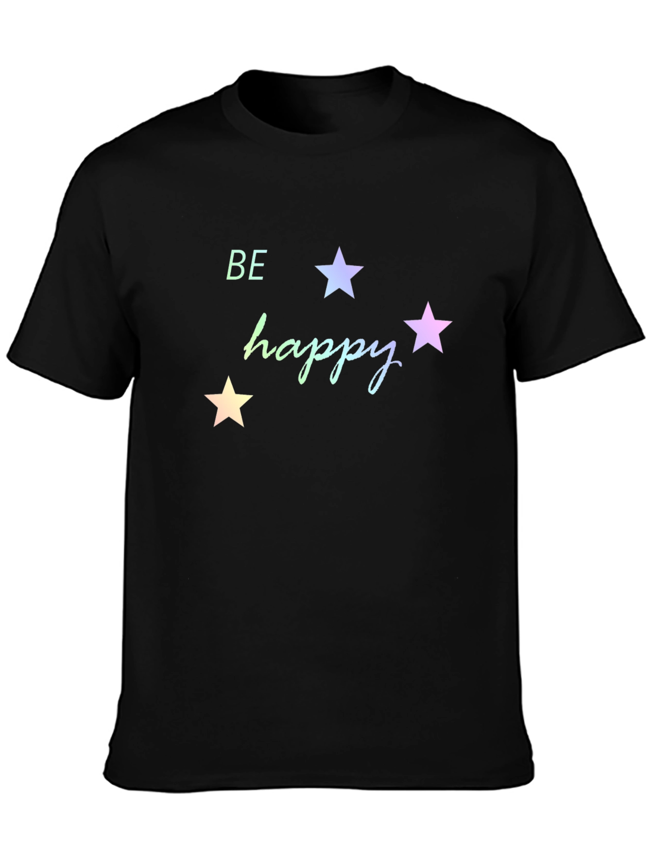 Be Happy Star Graphic Tee - Black