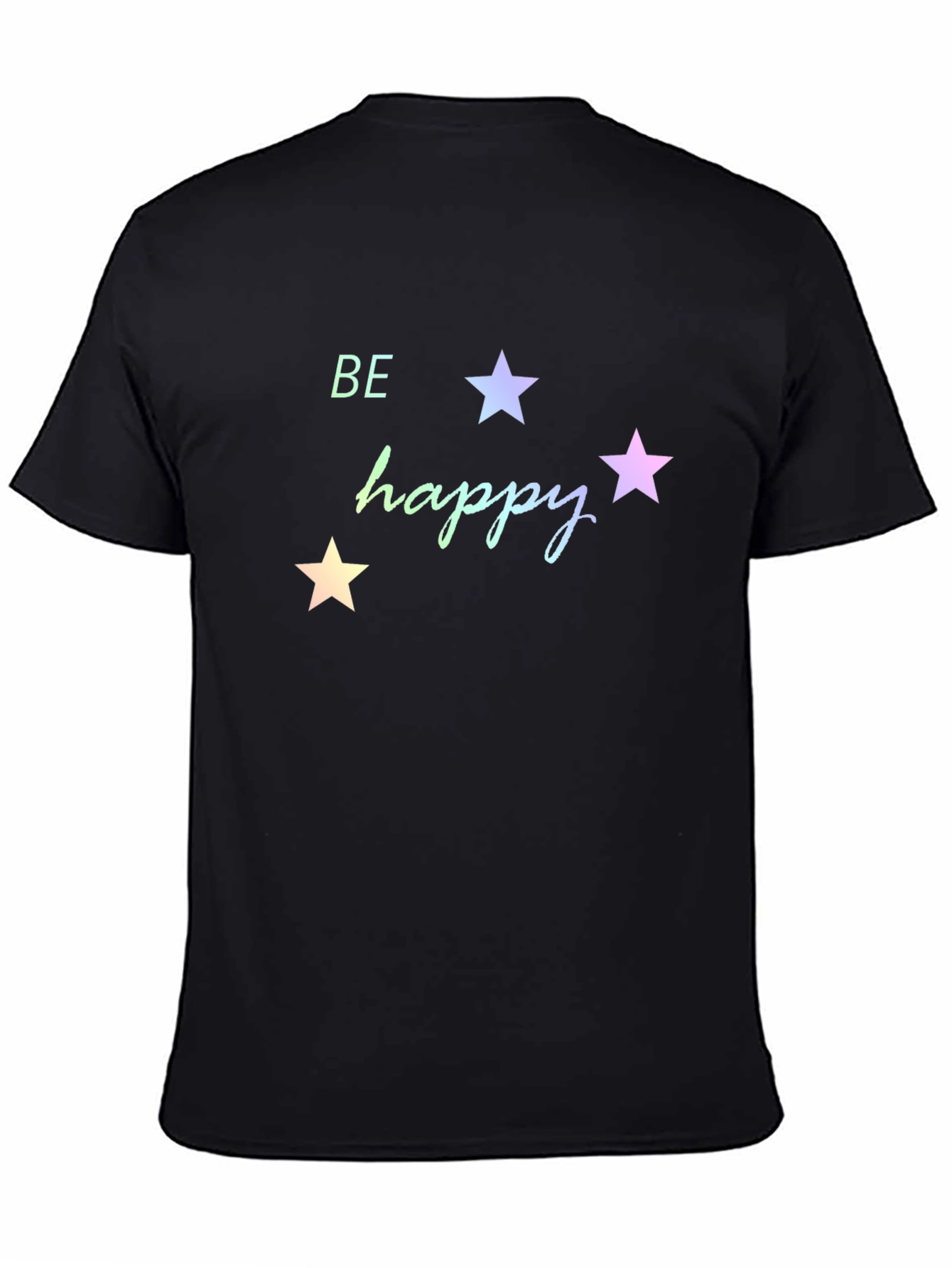 Be Happy Star Graphic Tee - Black