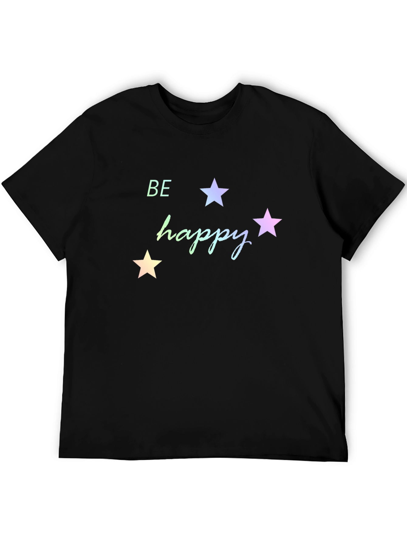 Be Happy Star Graphic Tee - Black