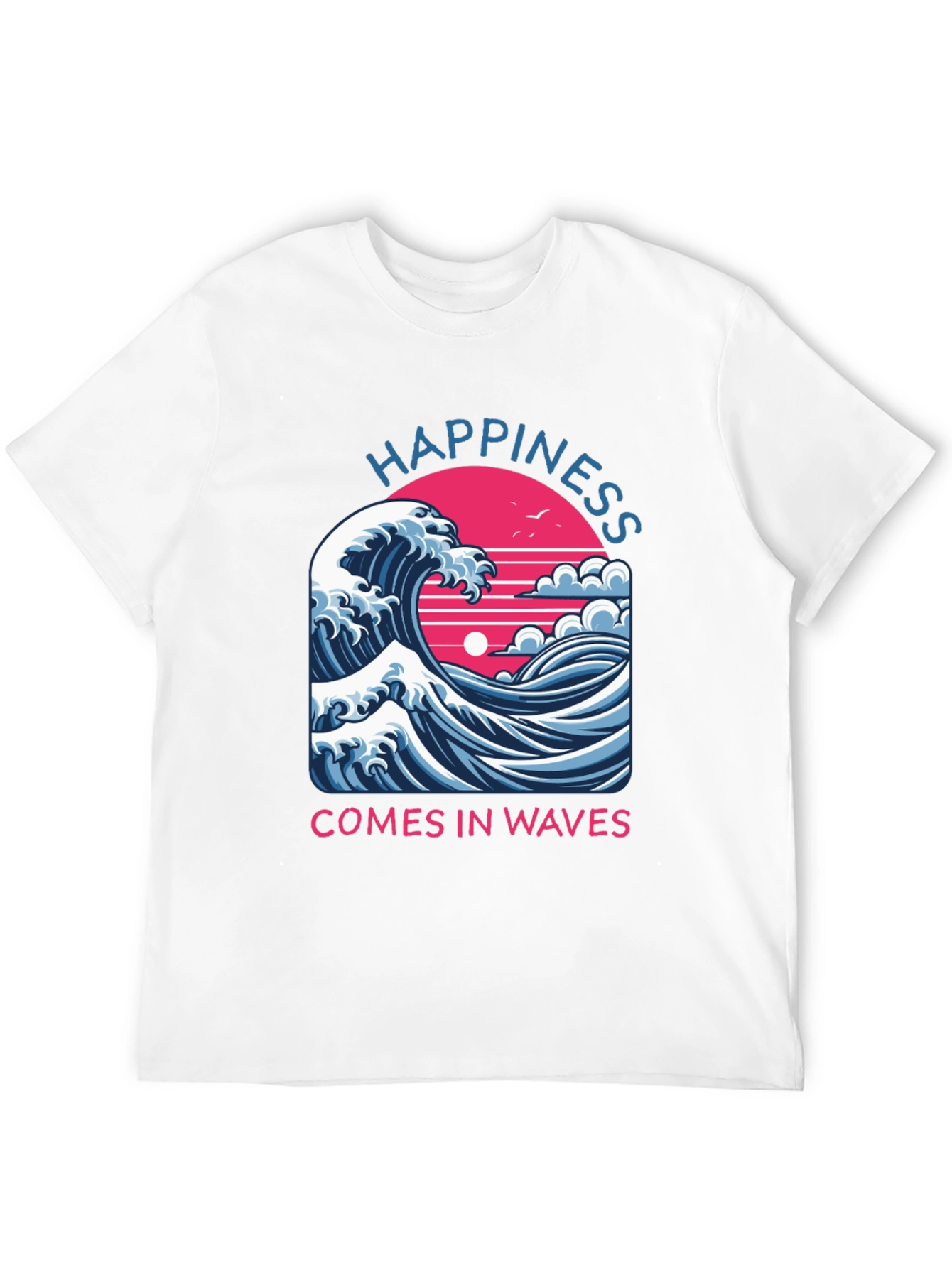 Happiness Comes in Waves Graphic Tee - Black
