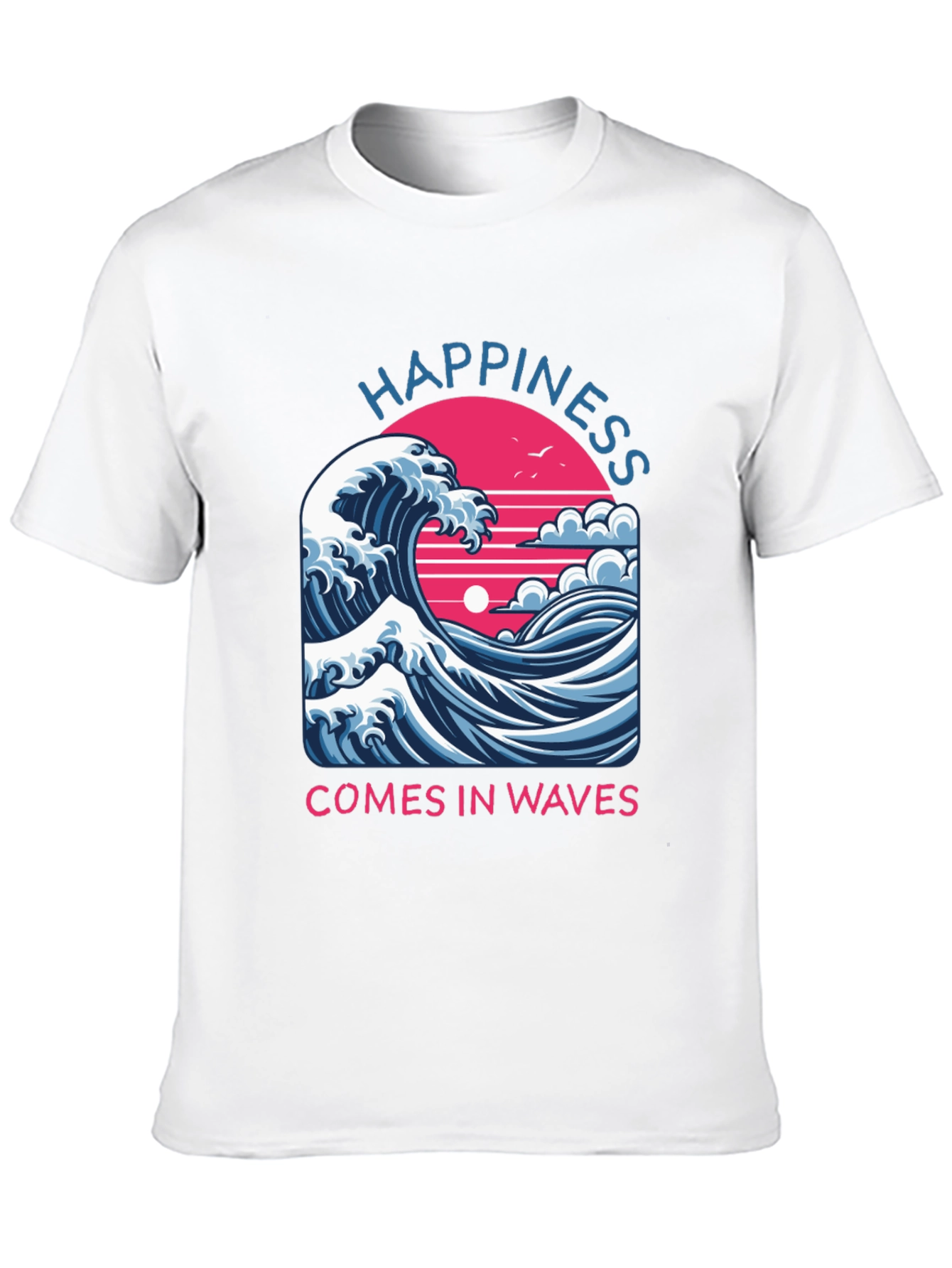 Happiness Comes in Waves Graphic Tee - Black