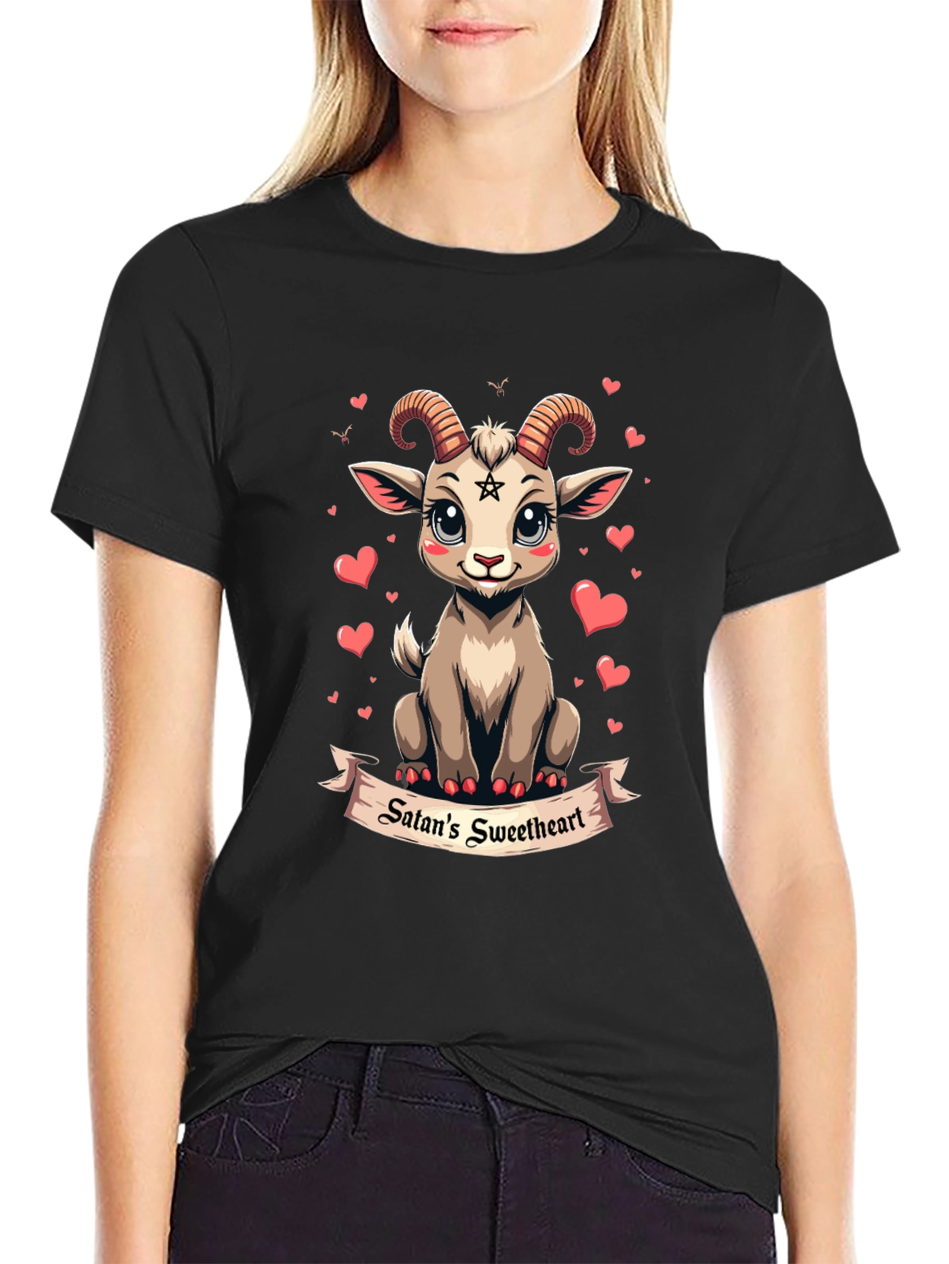 Satans Sweetheart T-Shirt Cute Baphomet Goat Tee
