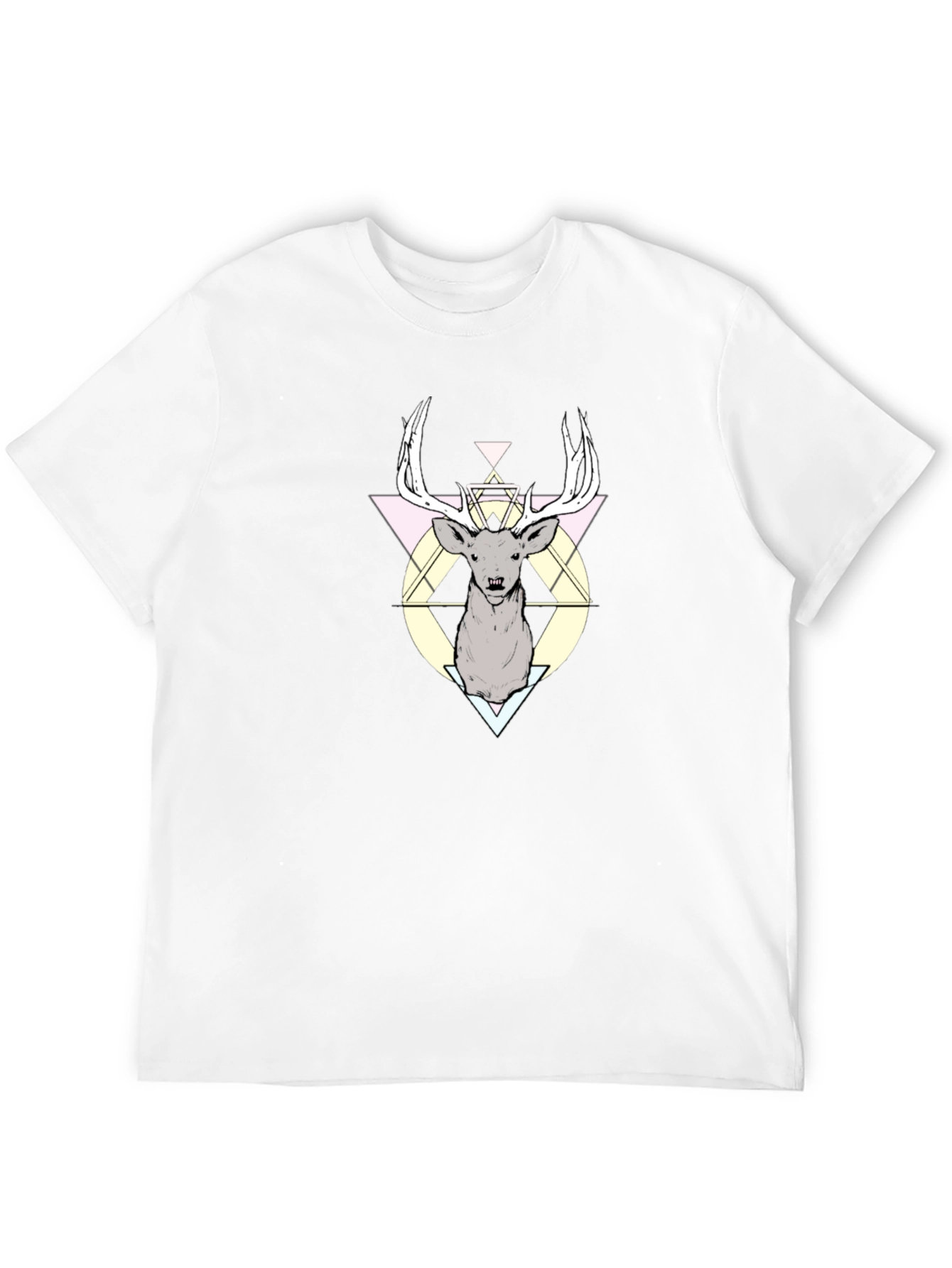 Geometric Deer Graphic Black T-Shirt