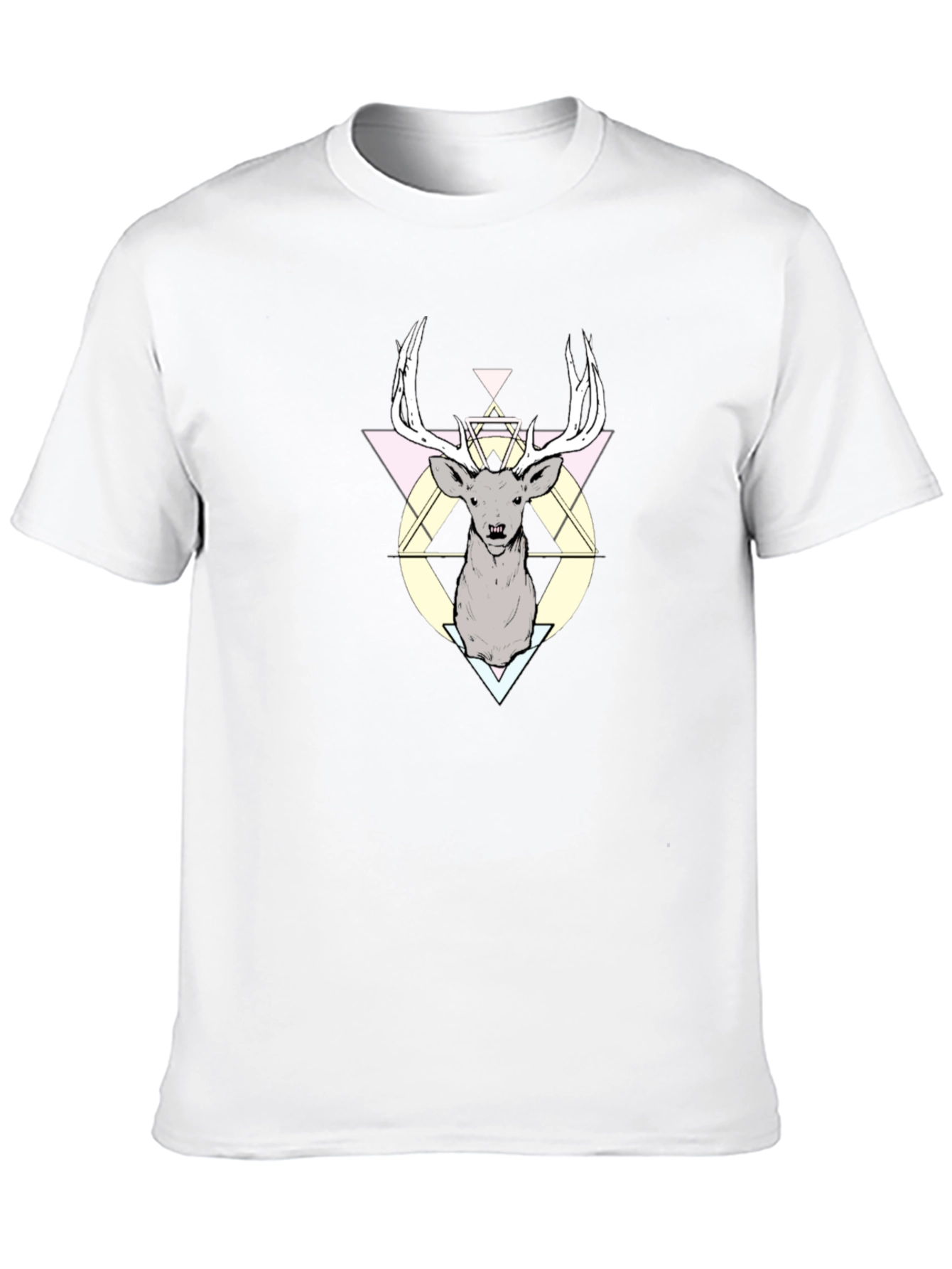 Geometric Deer Graphic Black T-Shirt