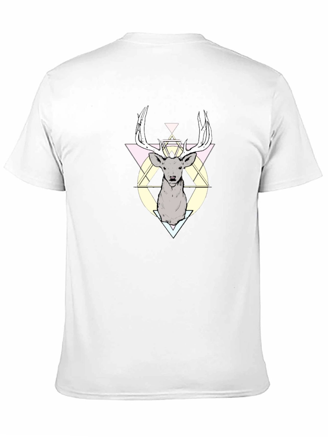 Geometric Deer Graphic Black T-Shirt