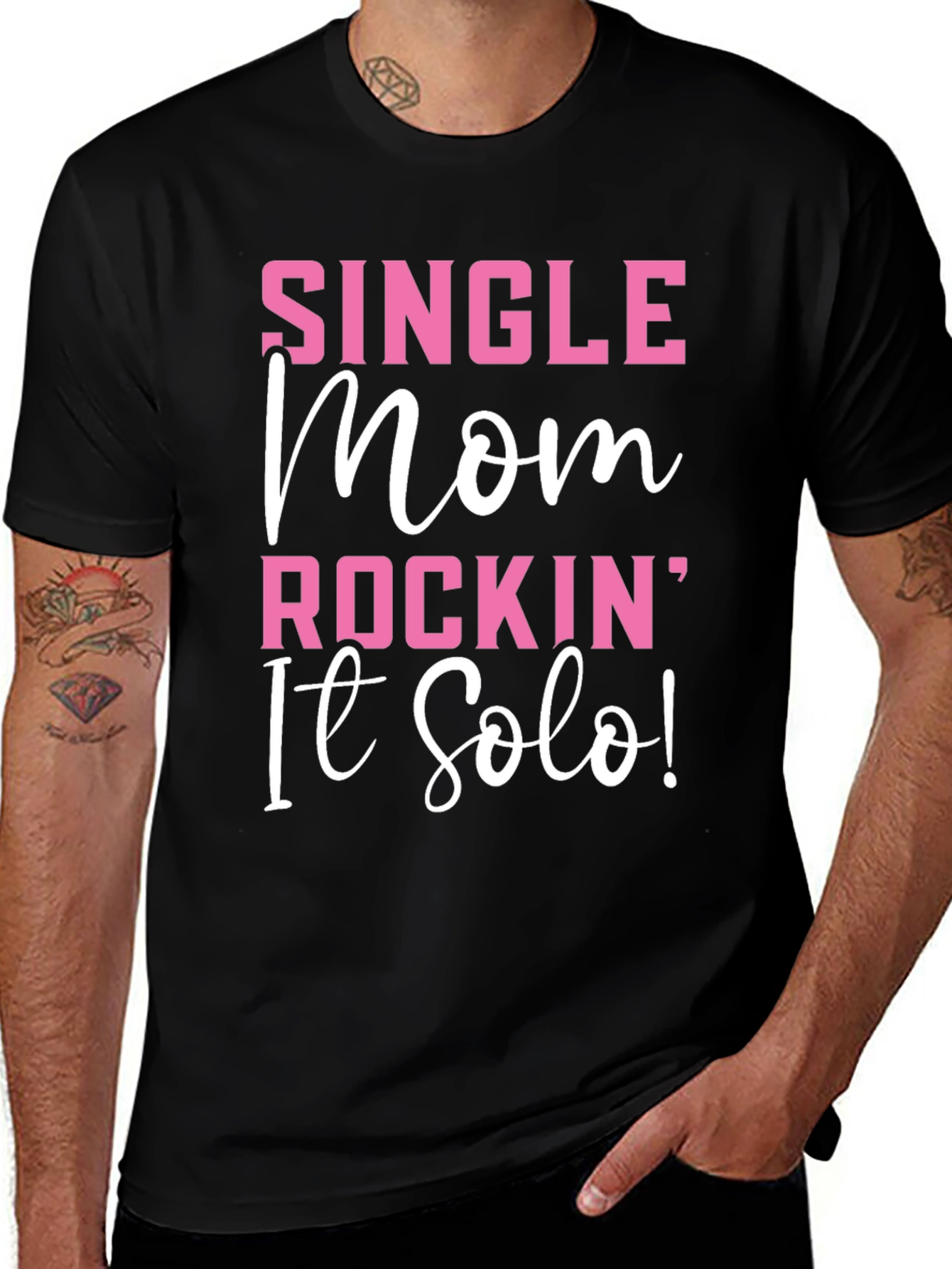Single Mom Rockin It Solo Black Graphic T-Shirt