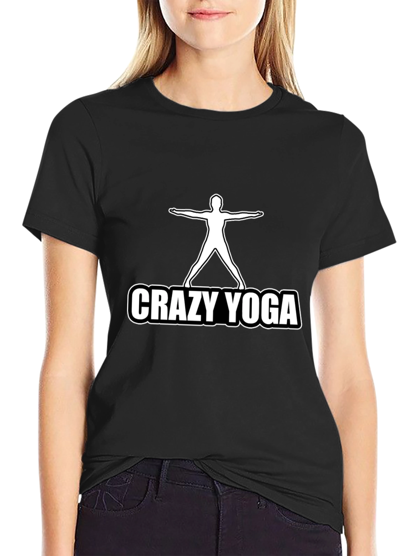 Crazy Yoga Mens Black Graphic T-Shirt