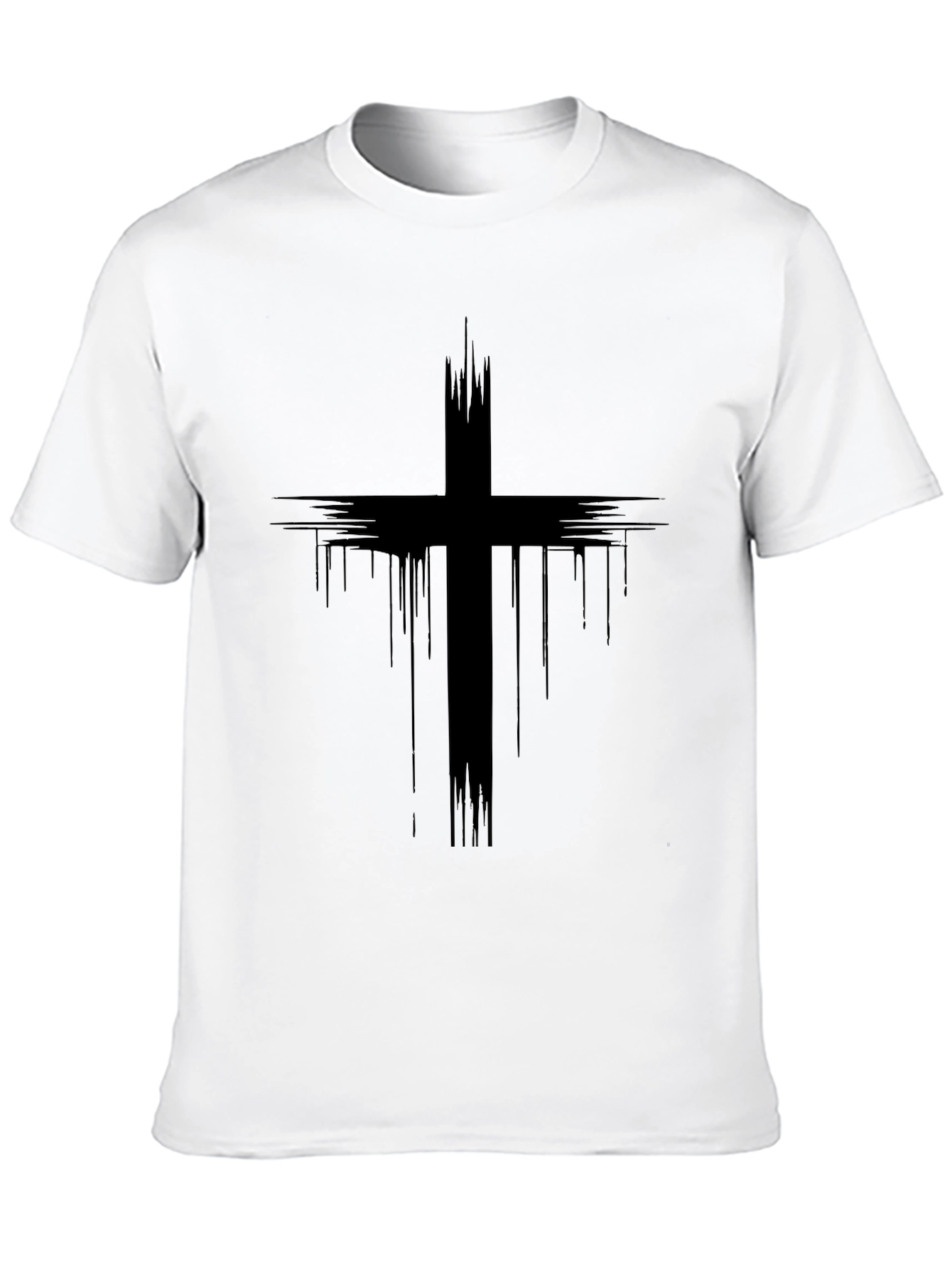 Grunge Cross Graphic Black T-Shirt