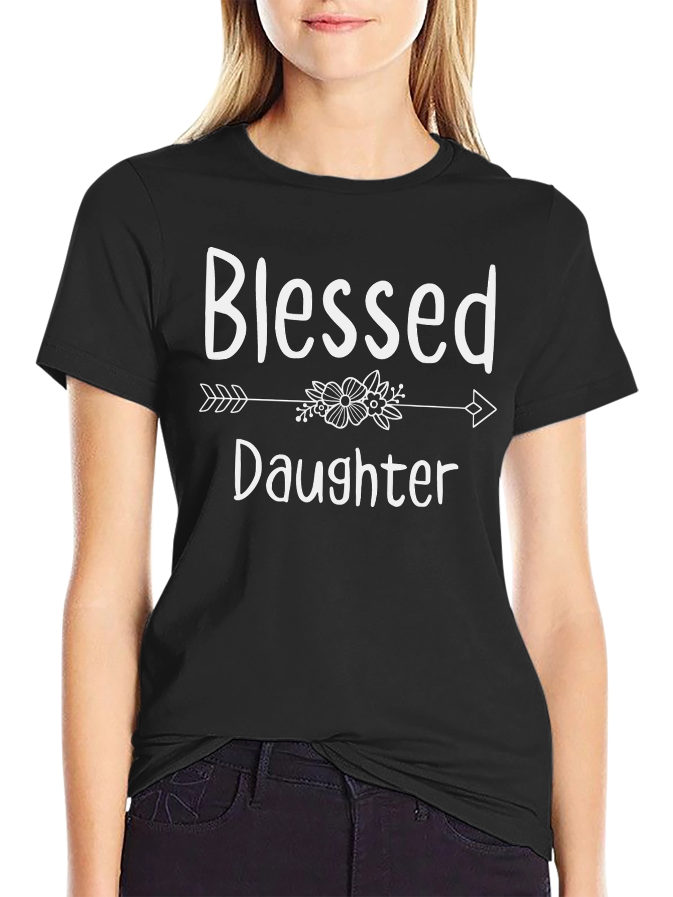 Blessed Daughter Graphic Tee - Black Cotton Shirt