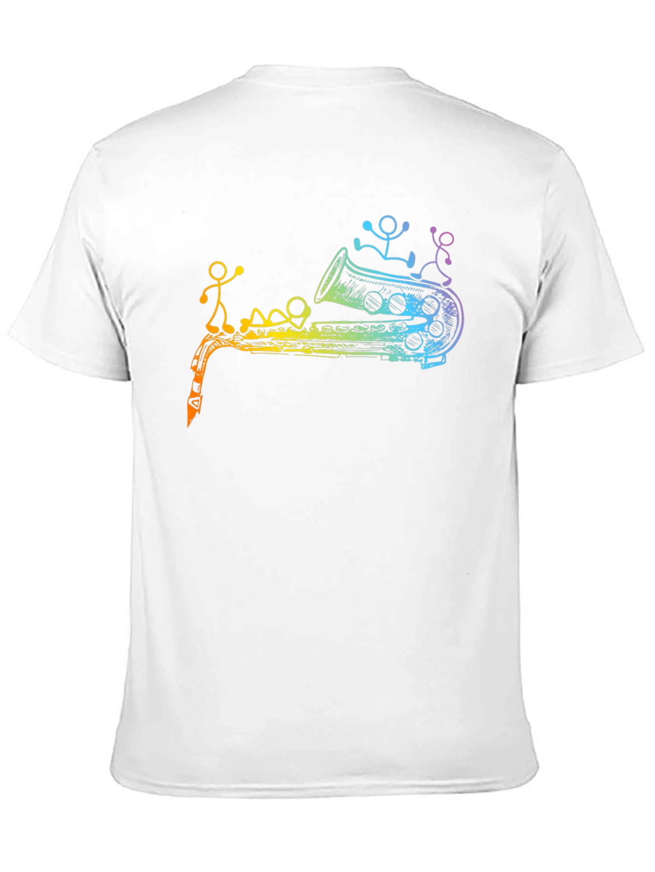 Rainbow Saxophone Stick Figures Graphic T-Shirt