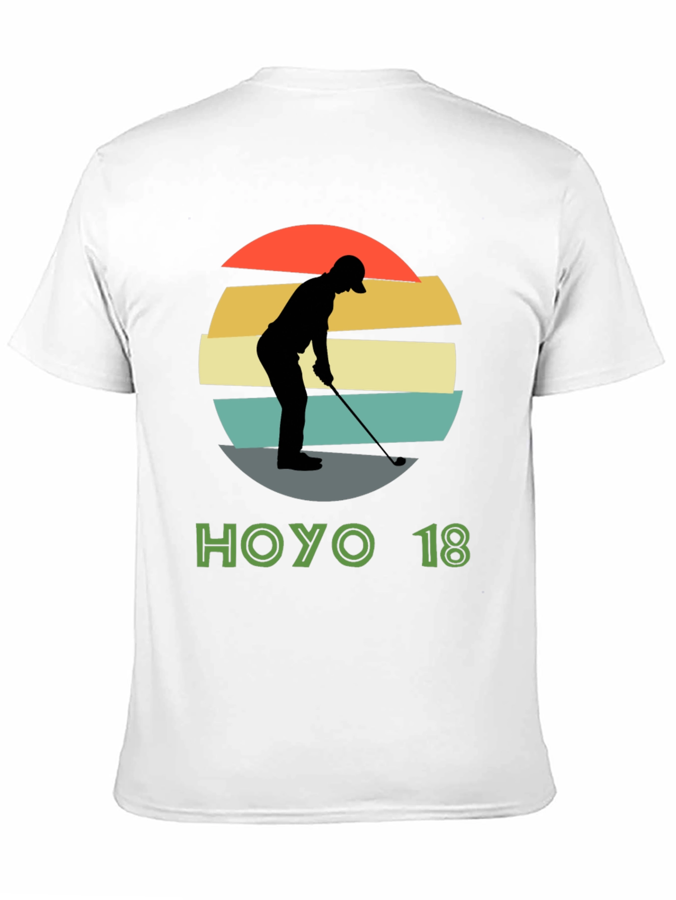 Hoyo 18 Golf T-Shirt Retro Sunset Golfer Tee