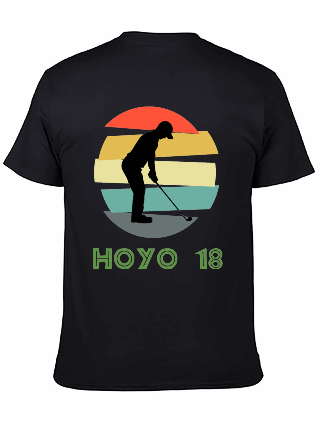Hoyo 18 Golf T-Shirt Retro Sunset Golfer Tee