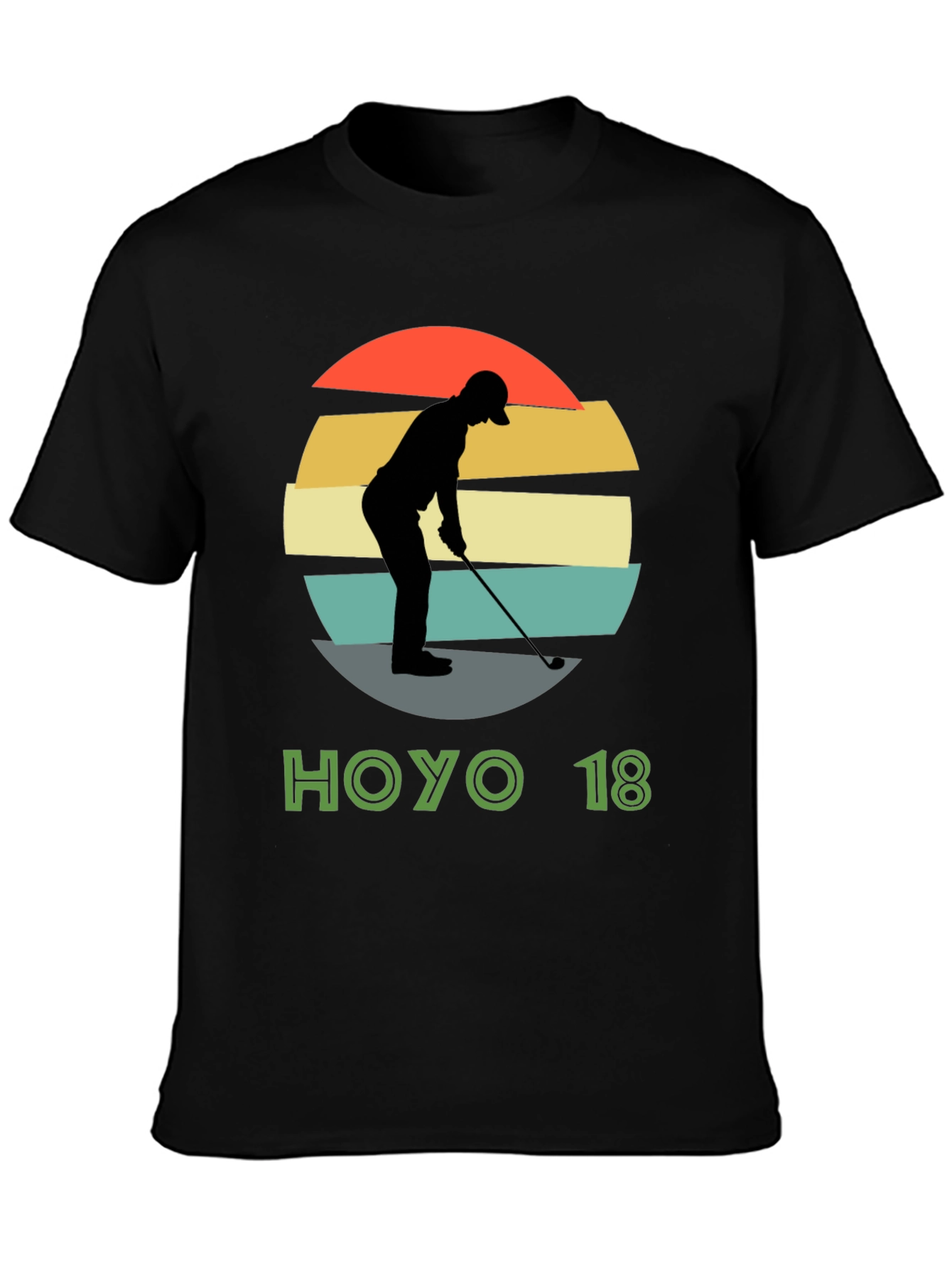 Hoyo 18 Golf T-Shirt Retro Sunset Golfer Tee