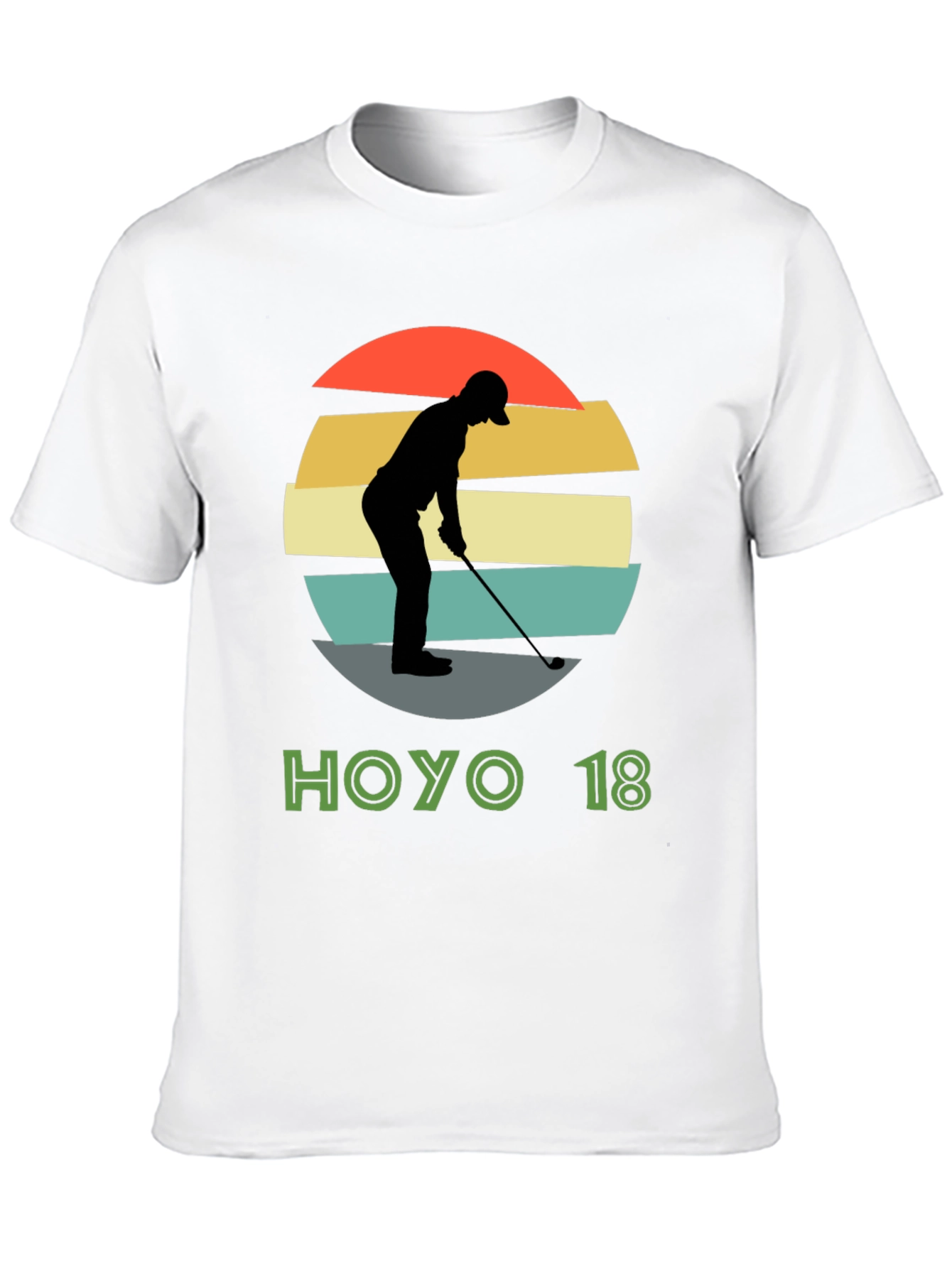 Hoyo 18 Golf T-Shirt Retro Sunset Golfer Tee