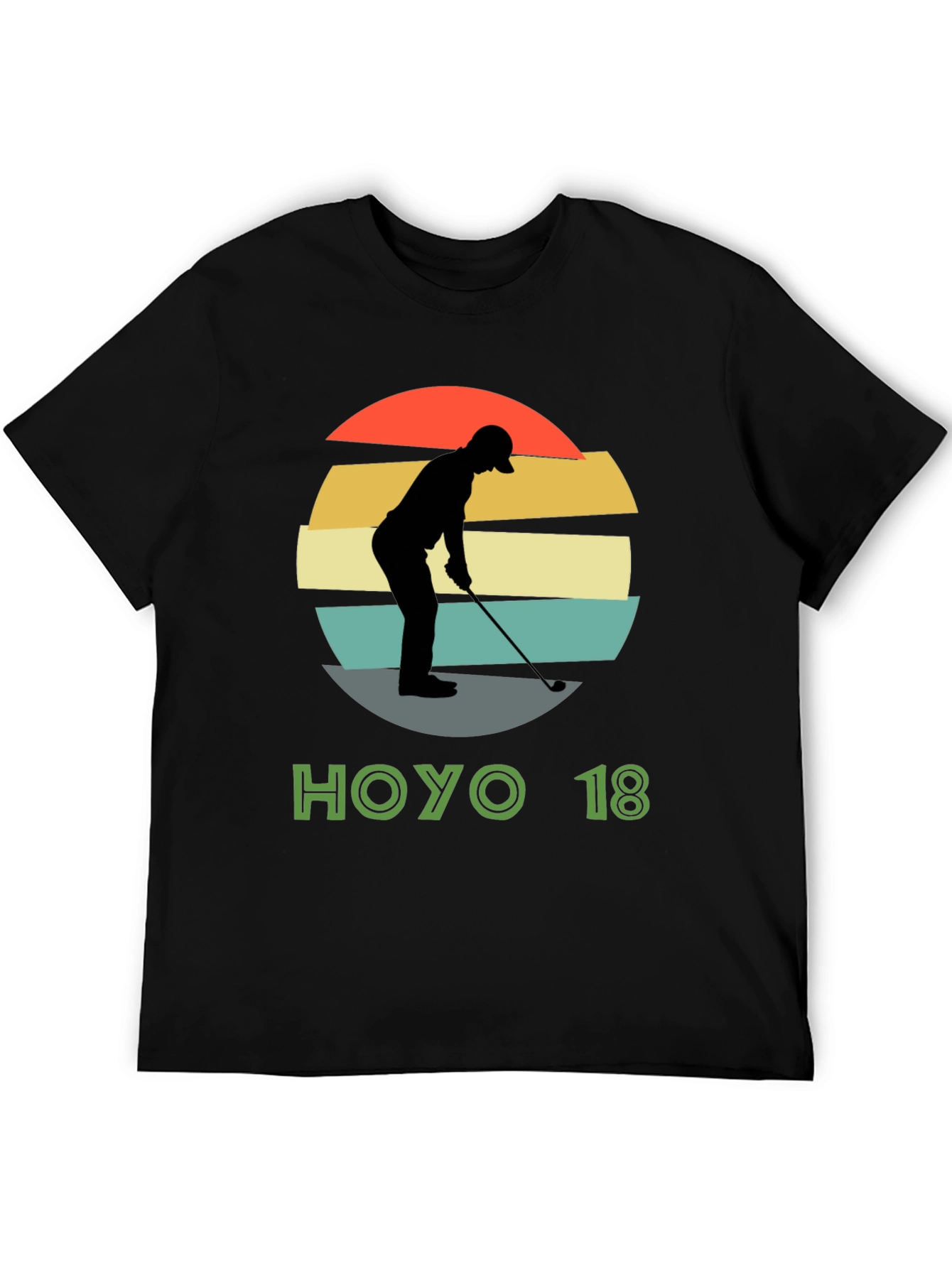 Hoyo 18 Golf T-Shirt Retro Sunset Golfer Tee