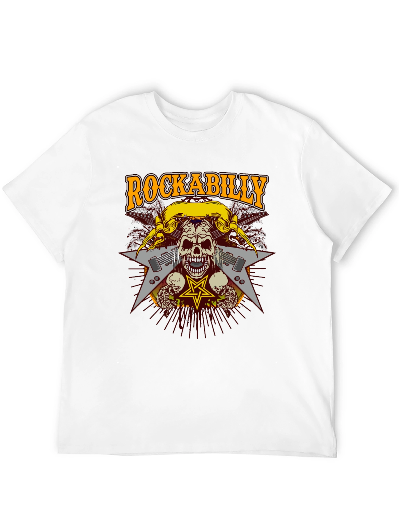 Rockabilly Skull Graphic T-Shirt - Black