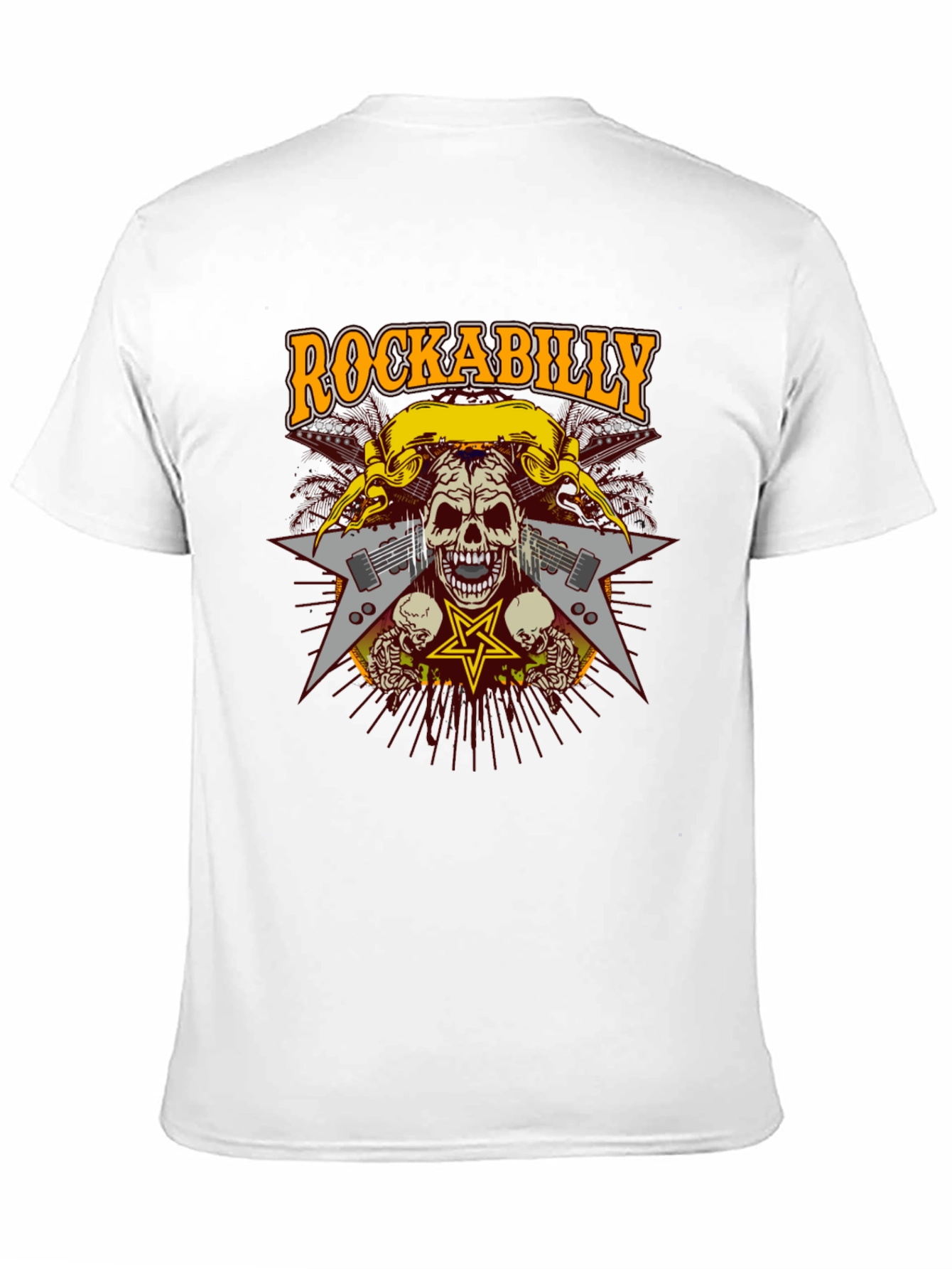 Rockabilly Skull Graphic T-Shirt - Black