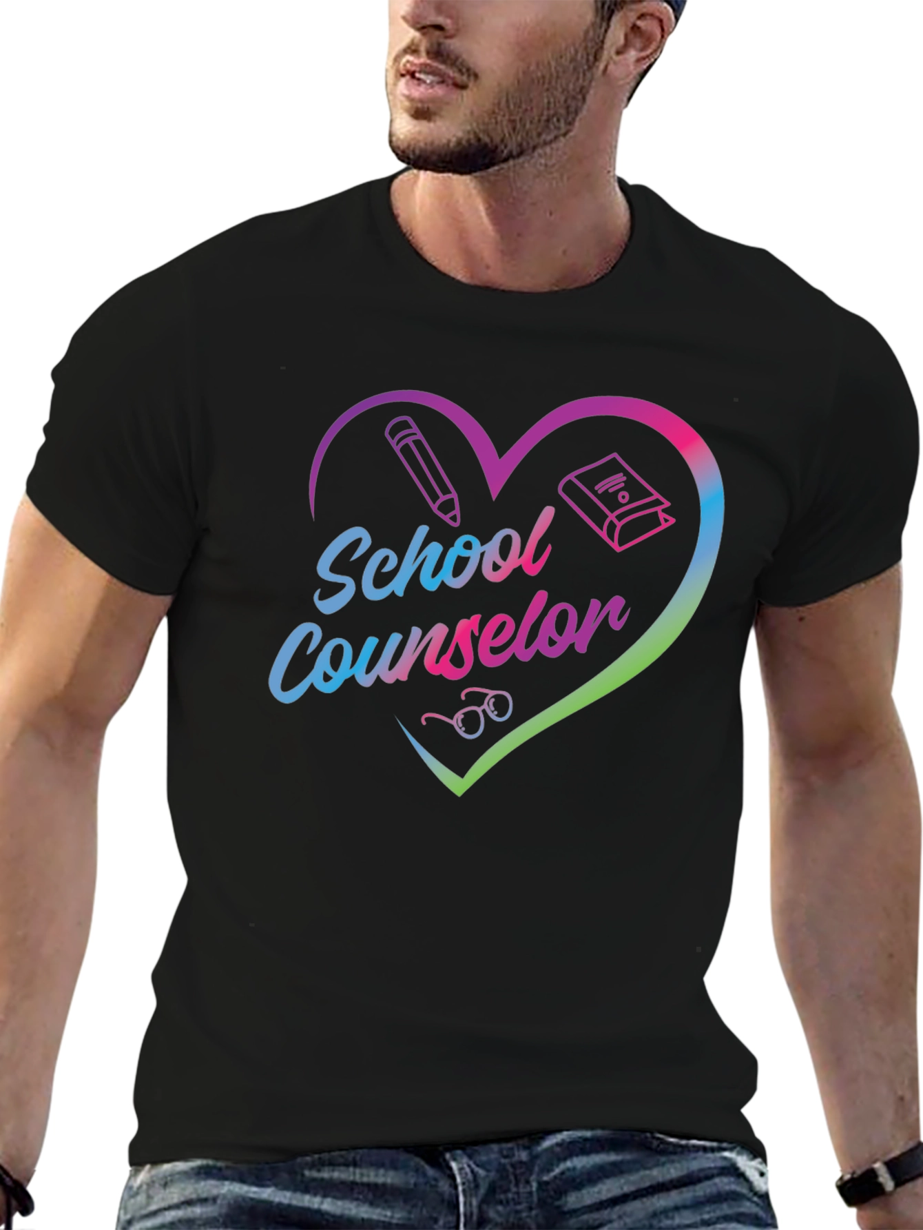 School Counselor Heart Graphic T-Shirt
