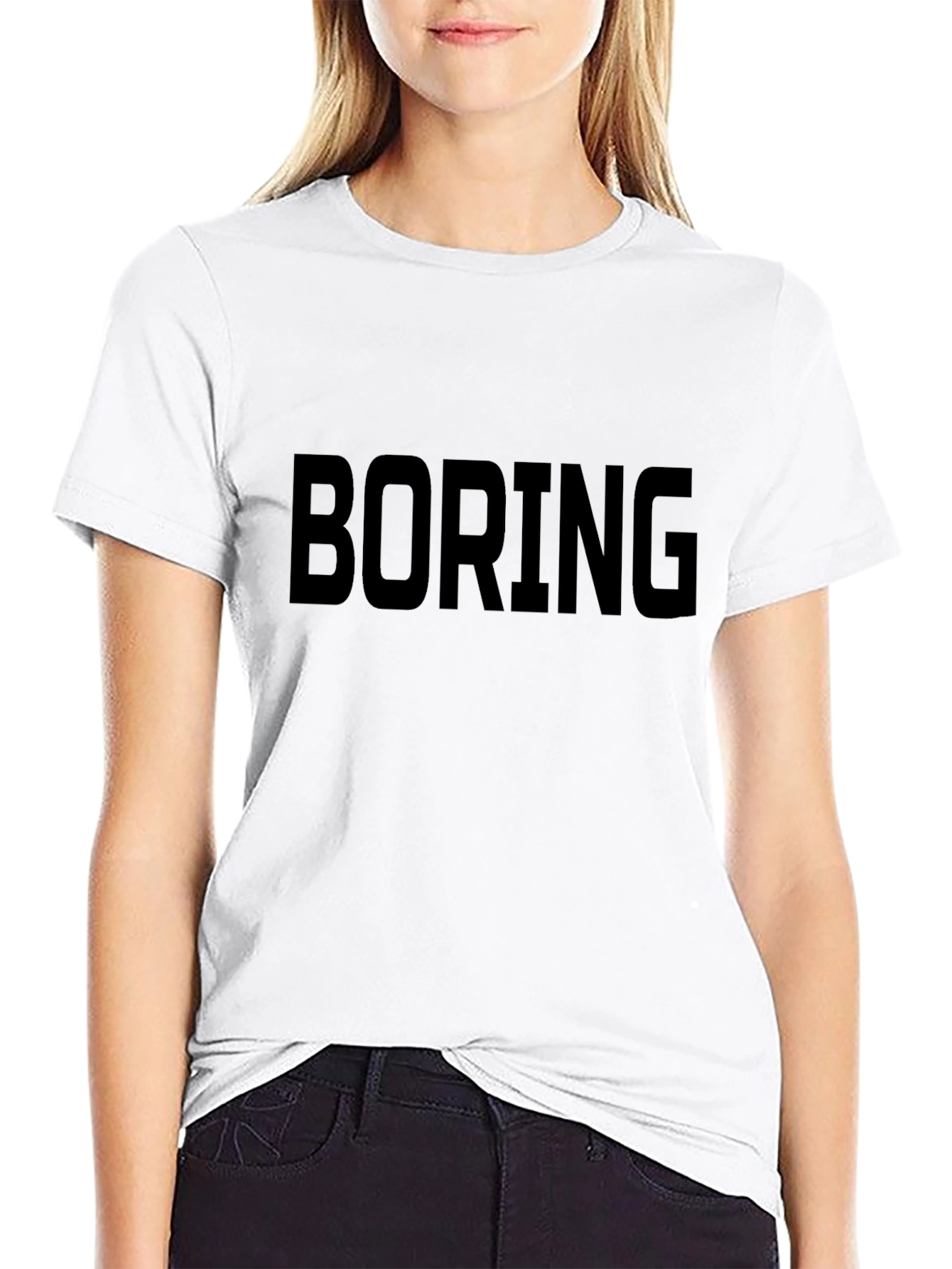 Boring Graphic Tee - Black Casual T-Shirt