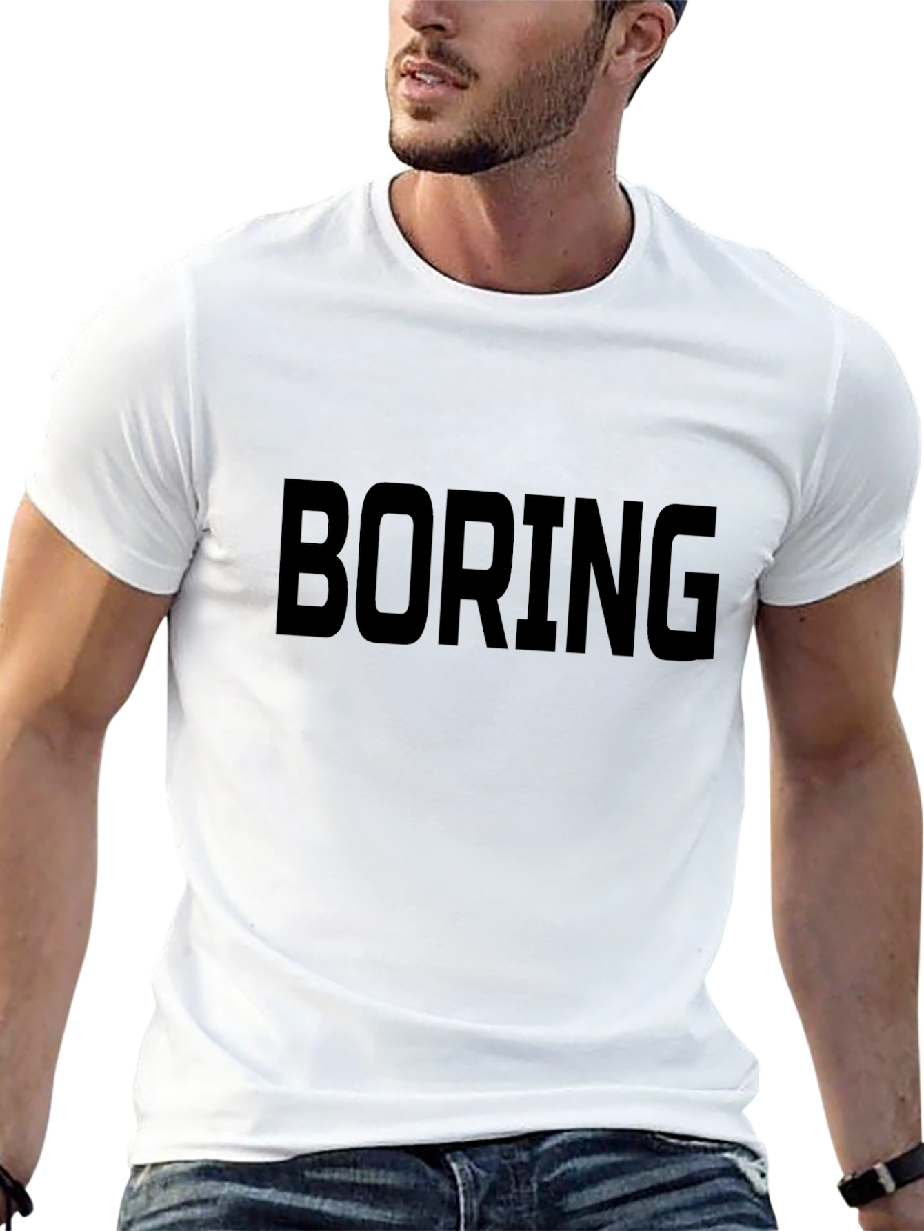 Boring Graphic Tee - Black Casual T-Shirt