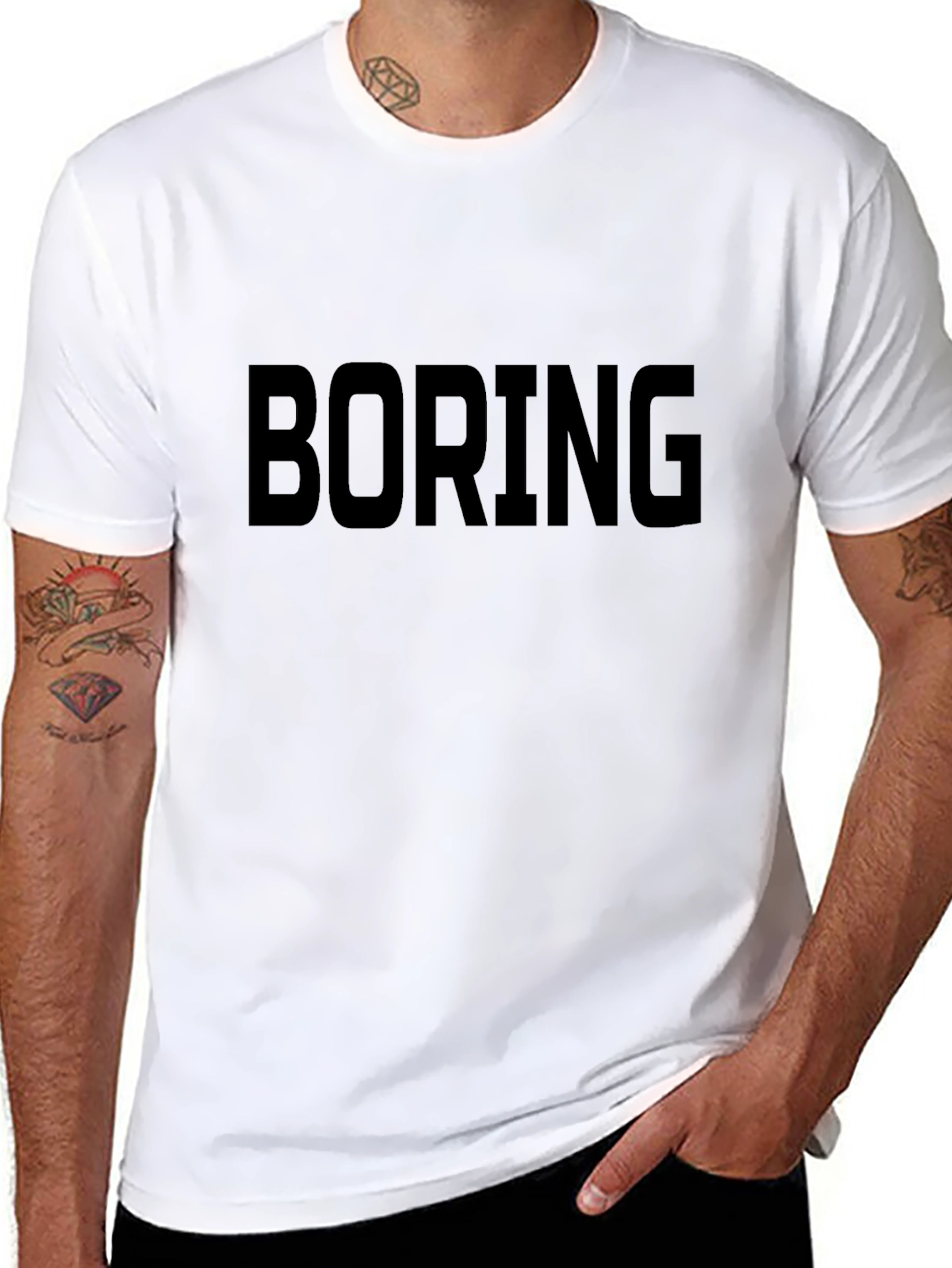 Boring Graphic Tee - Black Casual T-Shirt