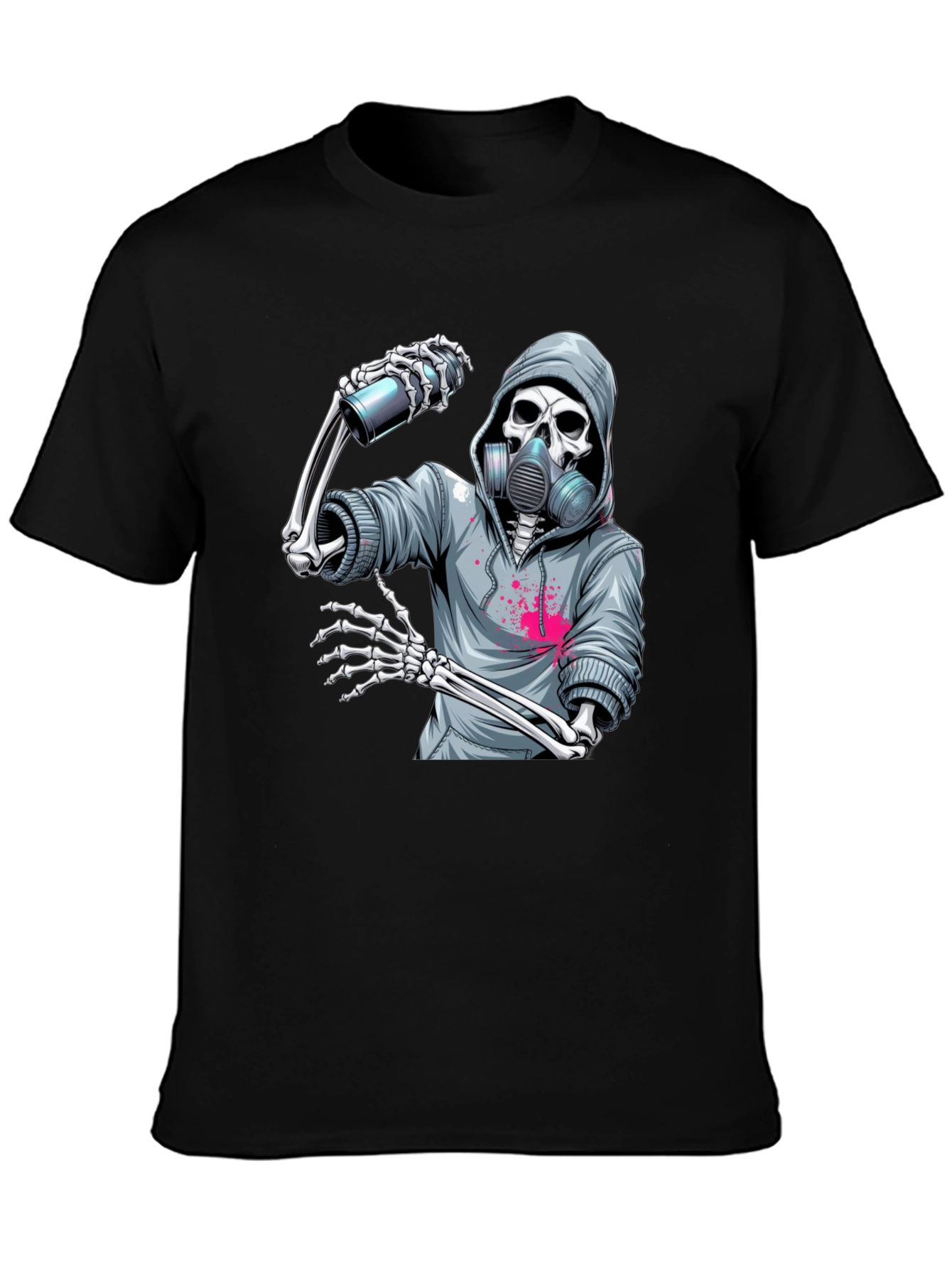 Skeleton Graffiti Artist Graphic T-Shirt