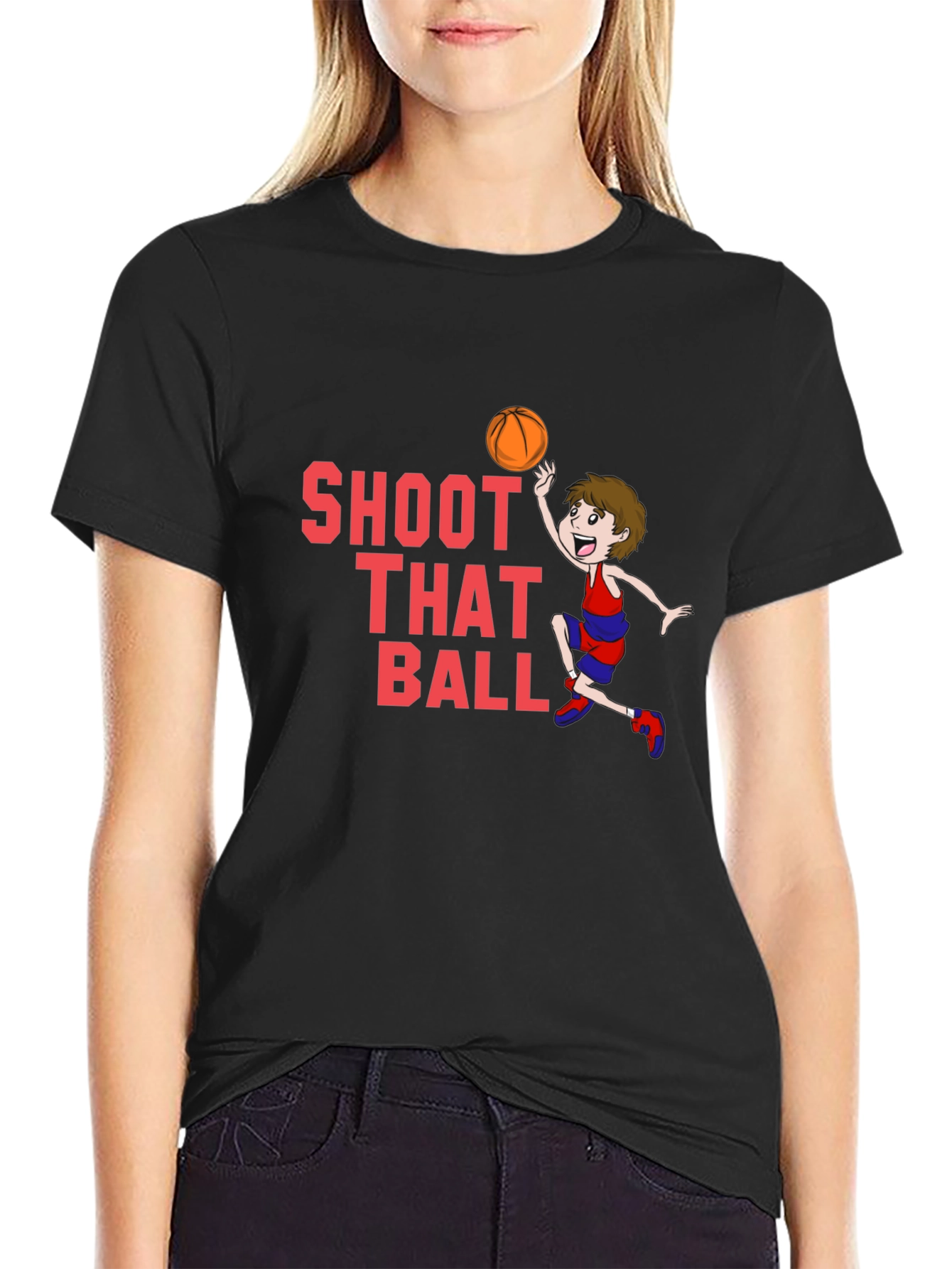 Shoot That Ball Graphic T-Shirt - Black Cotton Tee