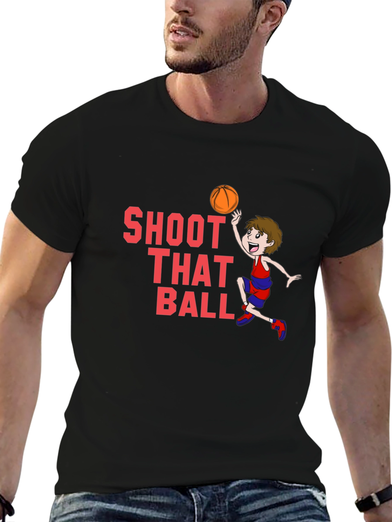 Shoot That Ball Graphic T-Shirt - Black Cotton Tee