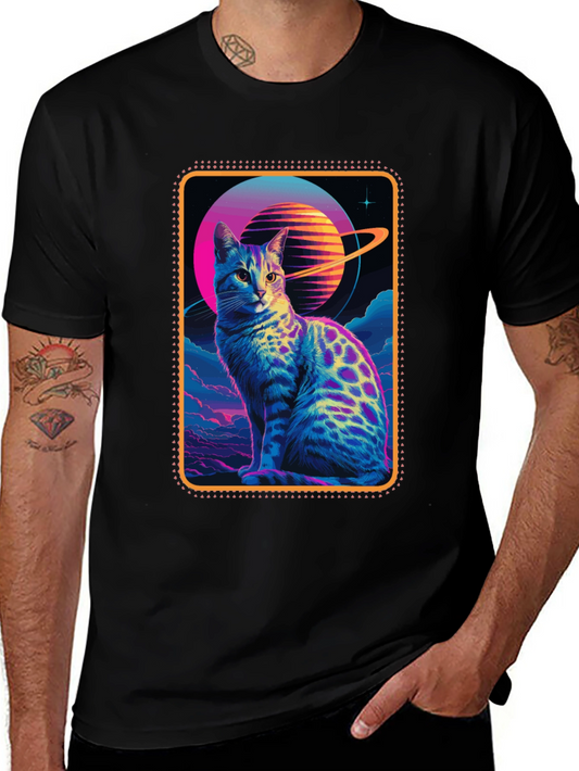 Retro Space Cat Graphic Tee