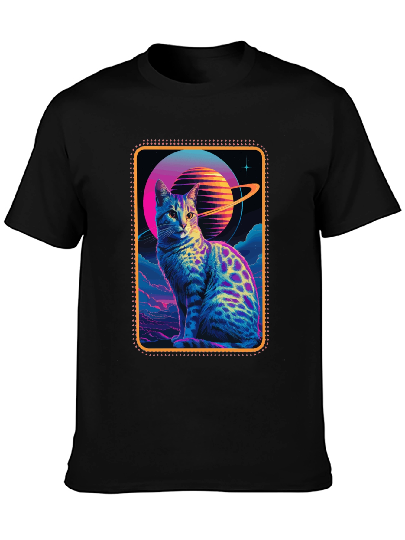 Retro Space Cat Graphic Tee