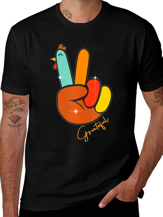 Grateful Turkey Peace Sign T-Shirt