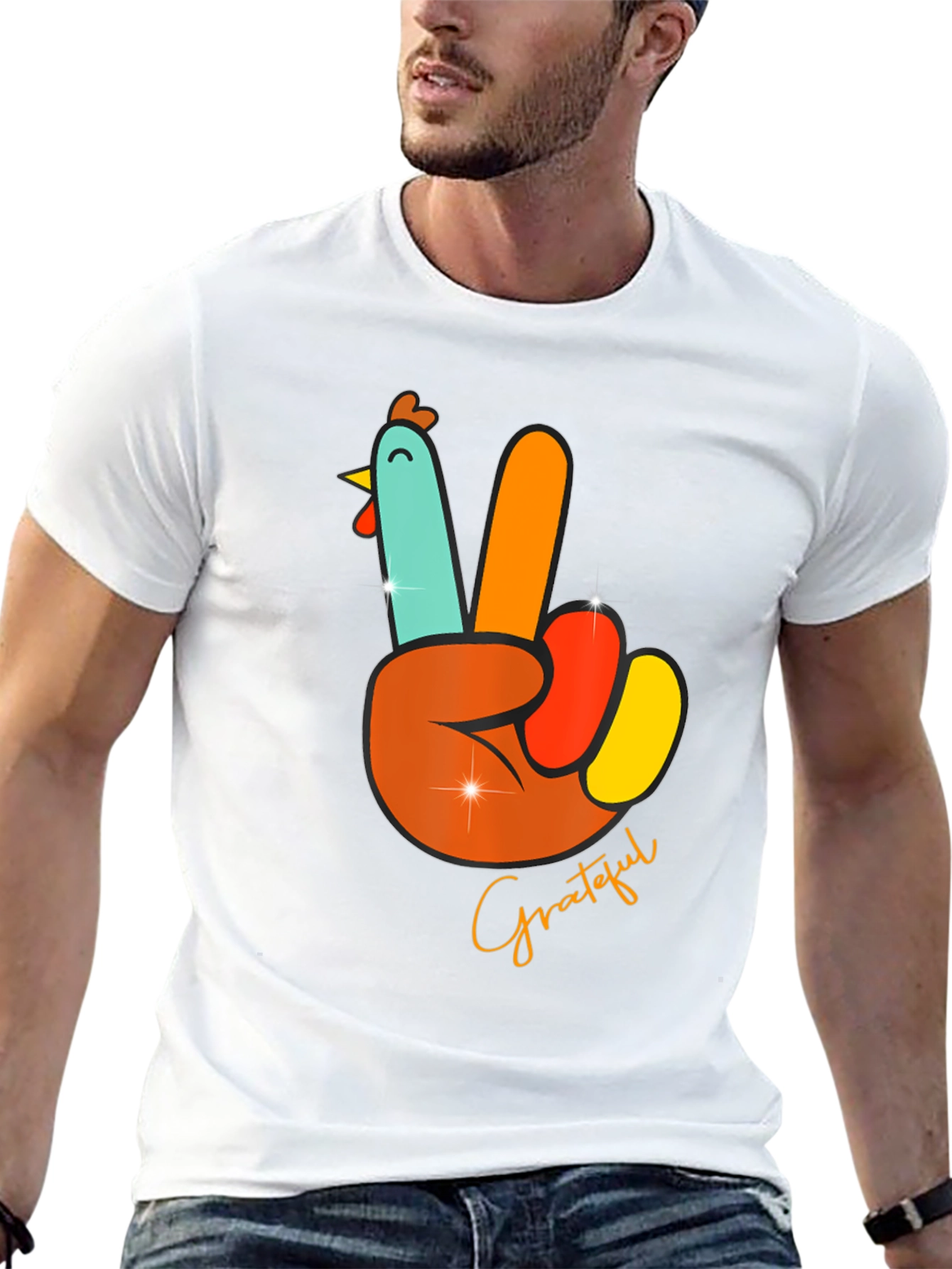 Grateful Turkey Peace Sign T-Shirt