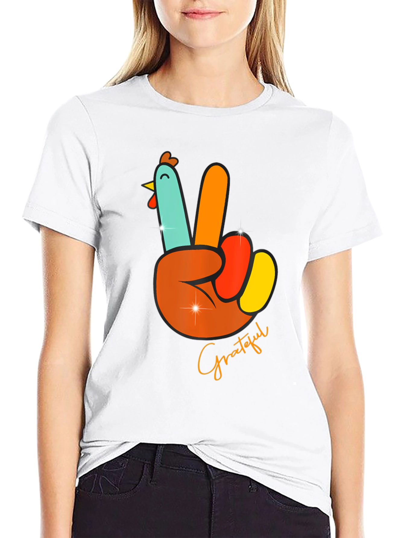 Grateful Turkey Peace Sign T-Shirt