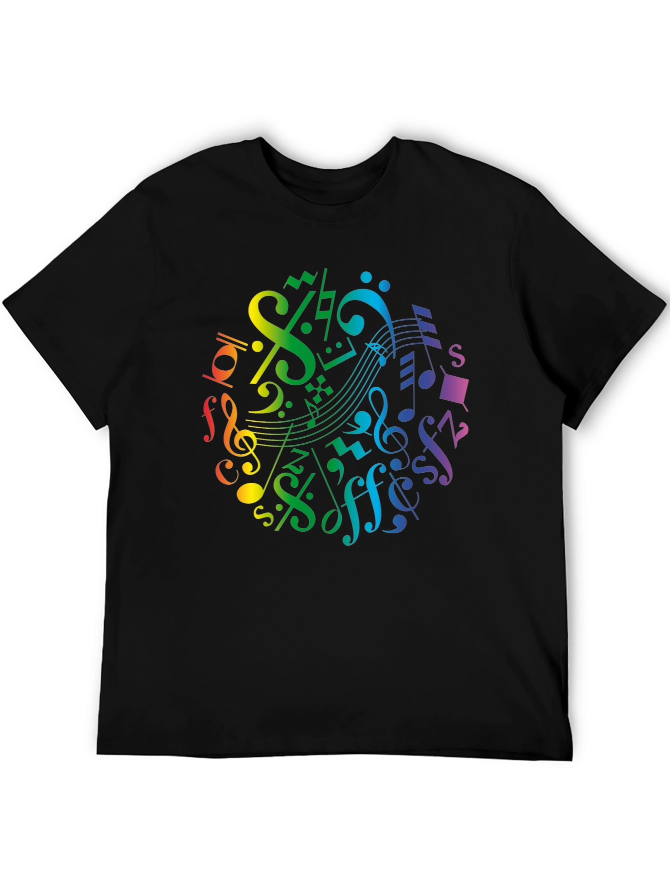 Rainbow Music Notes Graphic T-Shirt