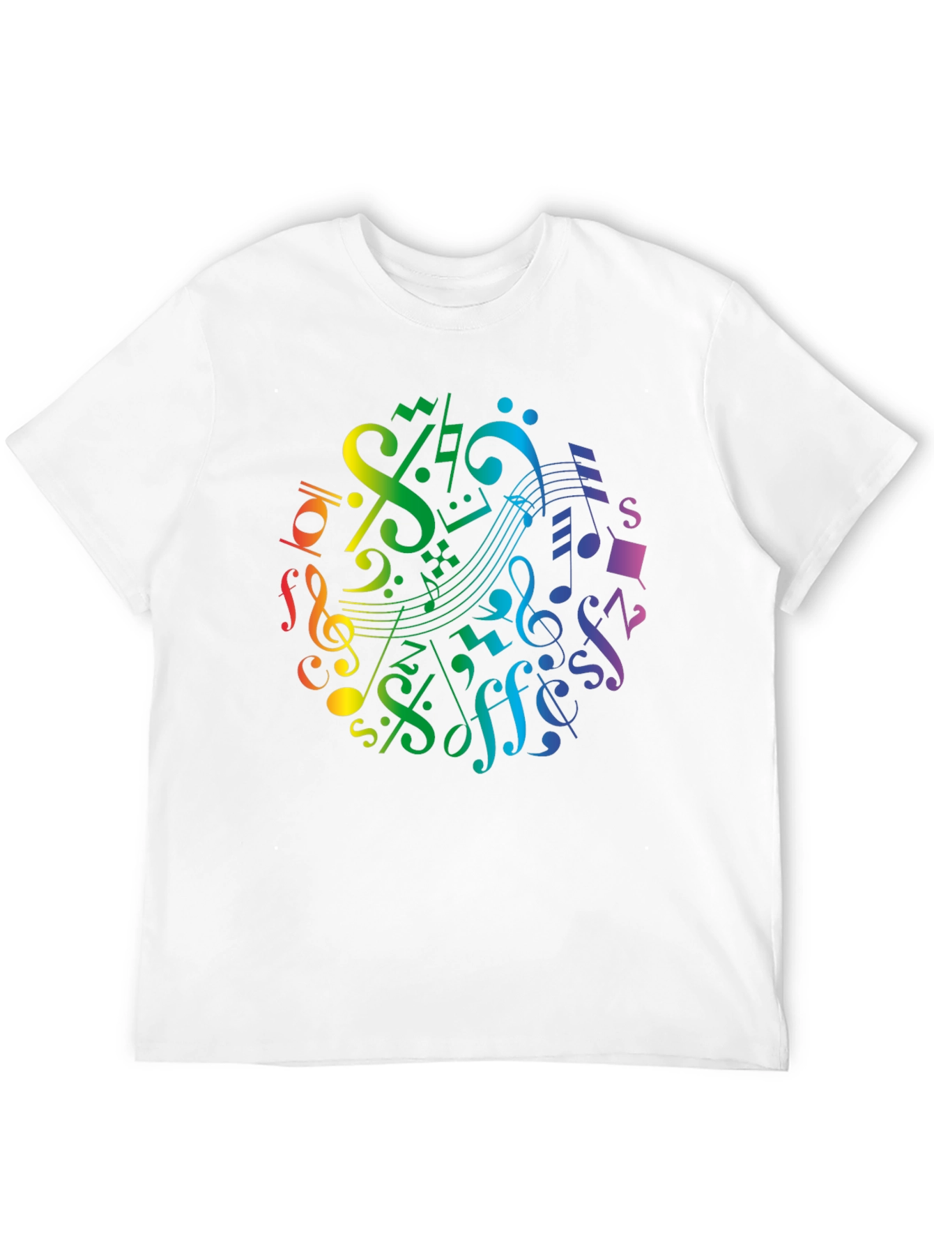 Rainbow Music Notes Graphic T-Shirt