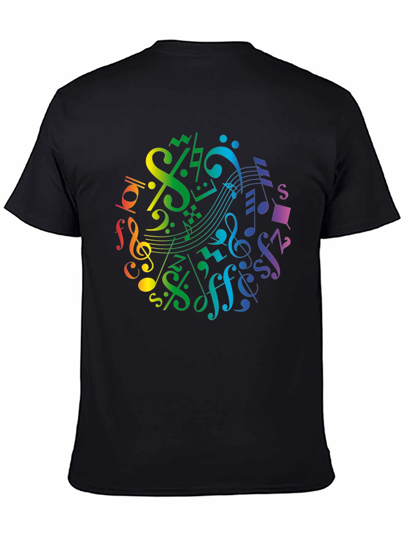 Rainbow Music Notes Graphic T-Shirt