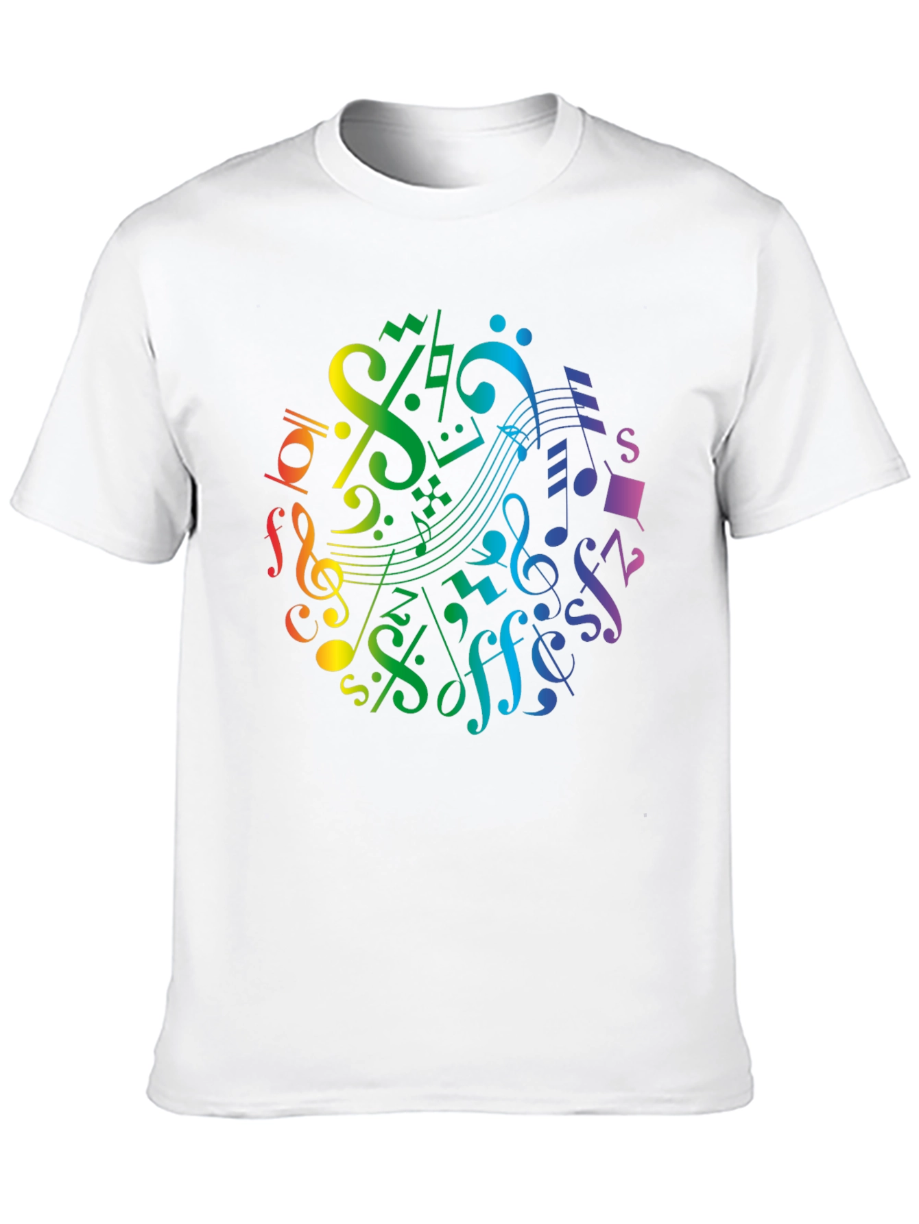 Rainbow Music Notes Graphic T-Shirt