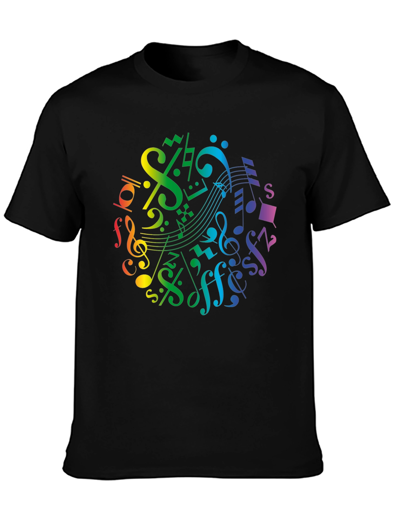 Rainbow Music Notes Graphic T-Shirt