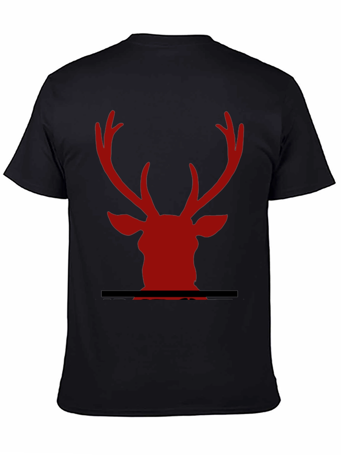 Red Deer Head Graphic Black T-Shirt