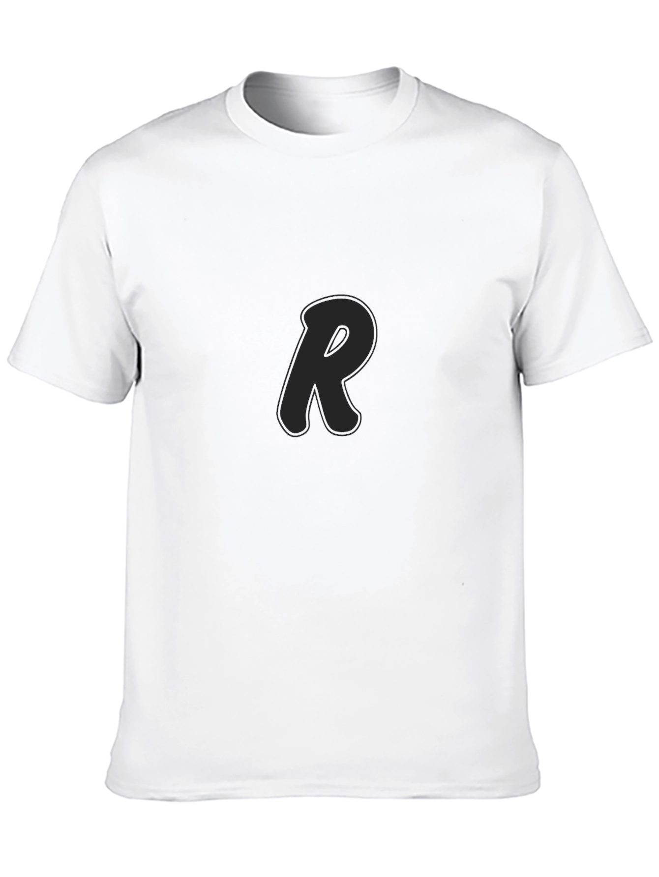 Mens Black T-Shirt with Letter R Design