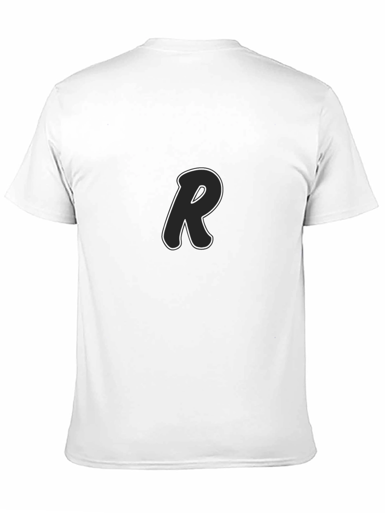 Mens Black T-Shirt with Letter R Design