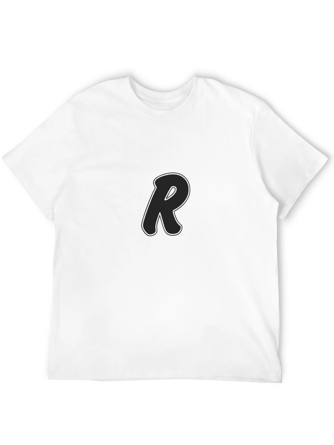 Mens Black T-Shirt with Letter R Design