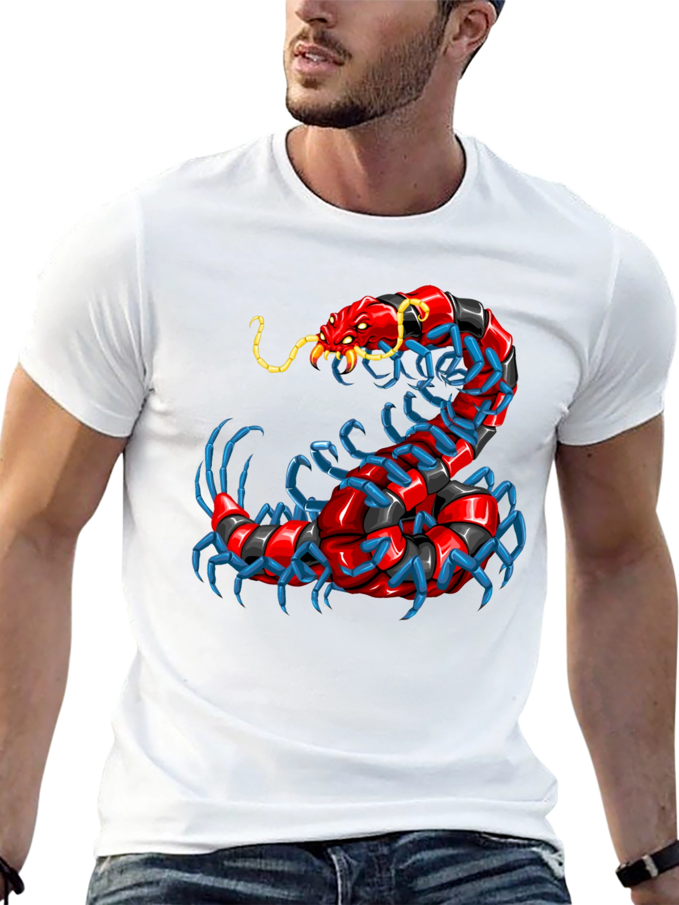Centipede Graphic T-Shirt - Unique Bug Design