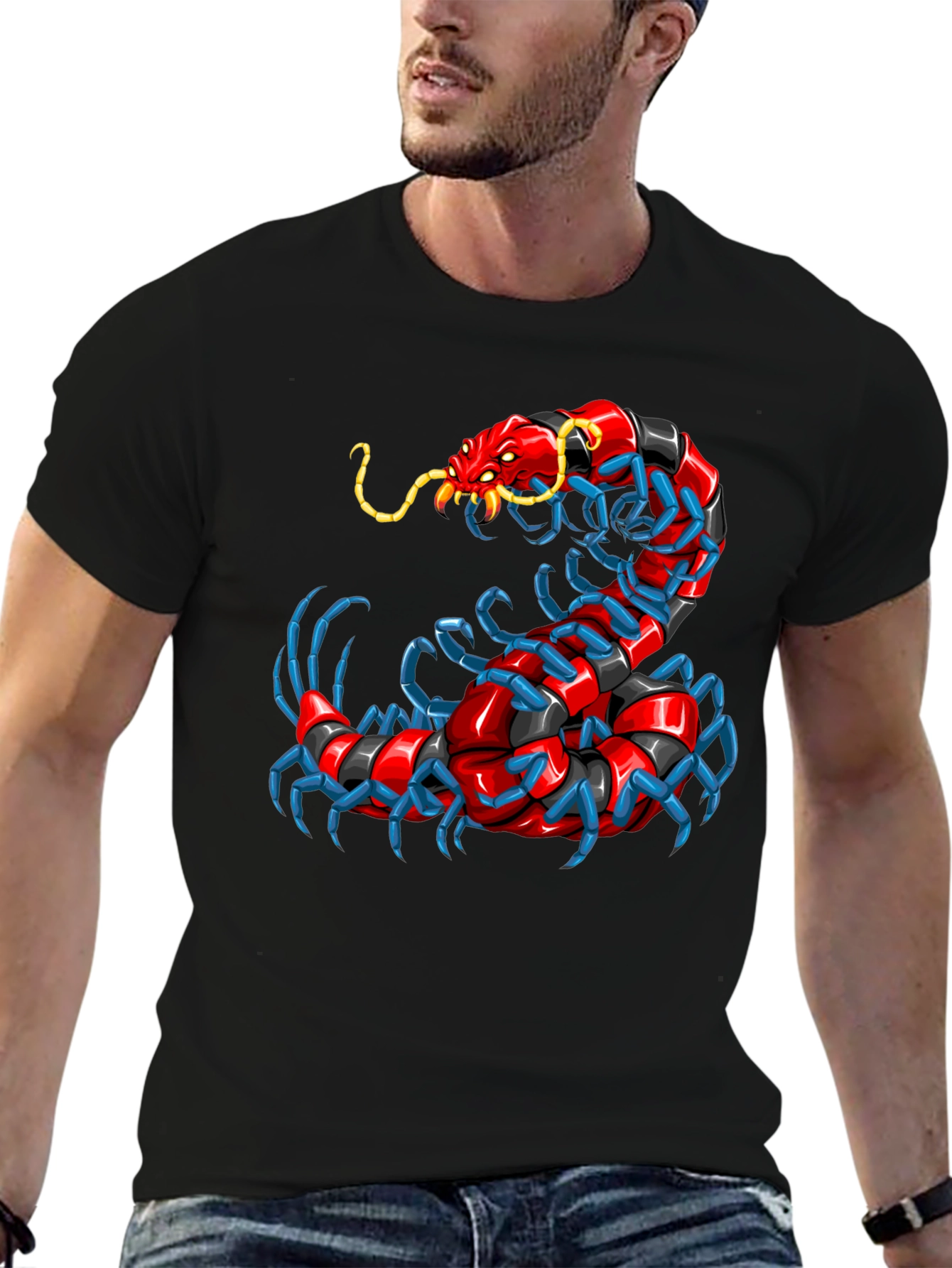 Centipede Graphic T-Shirt - Unique Bug Design