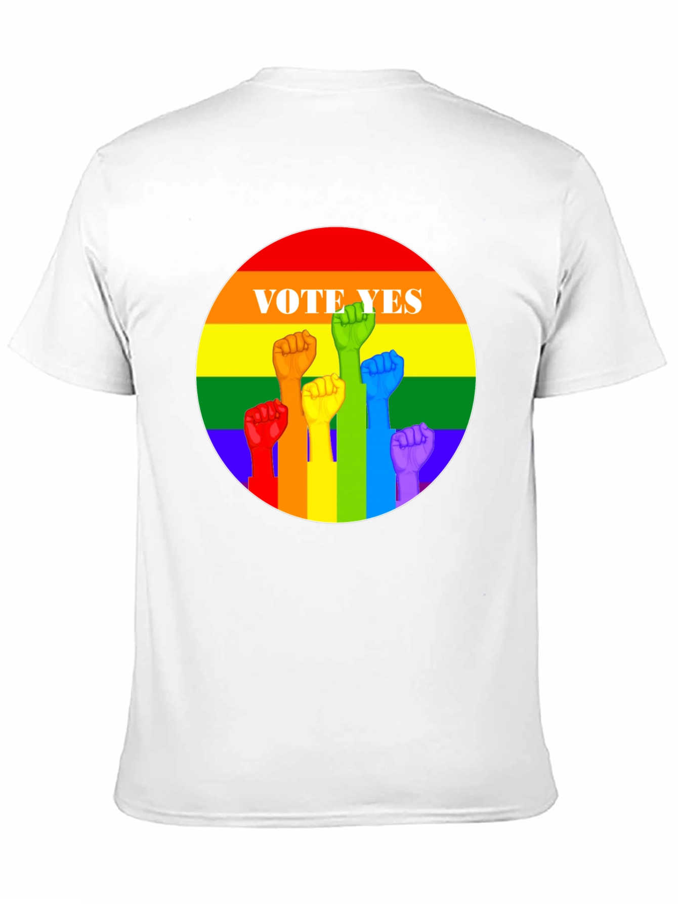 Vote Yes Pride T-Shirt - Rainbow Fist Design