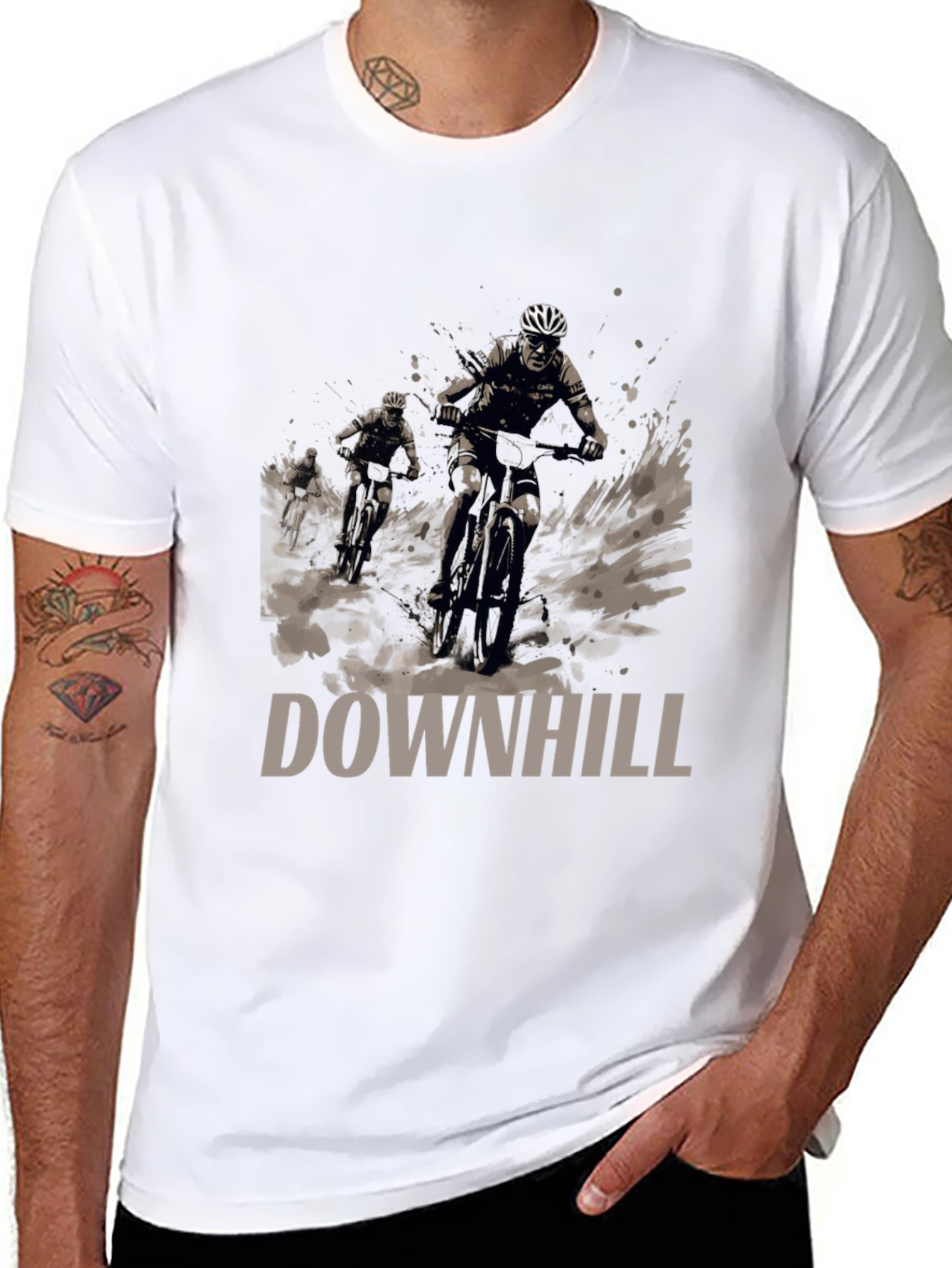 Downhill Mountain Biking Graphic Tee - Black