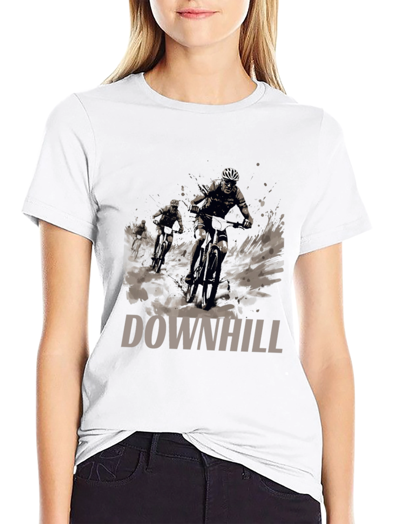 Downhill Mountain Biking Graphic Tee - Black