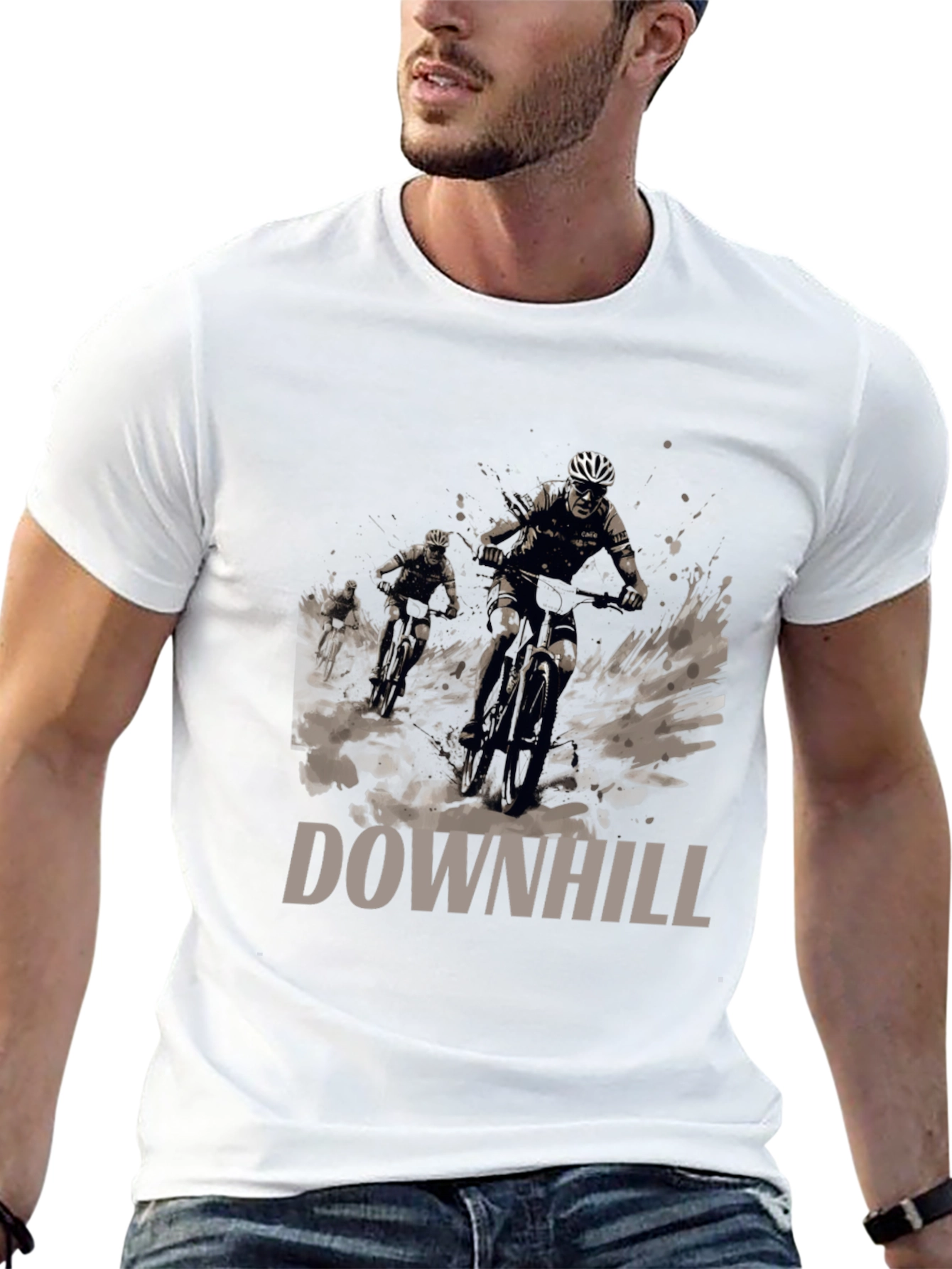 Downhill Mountain Biking Graphic Tee - Black